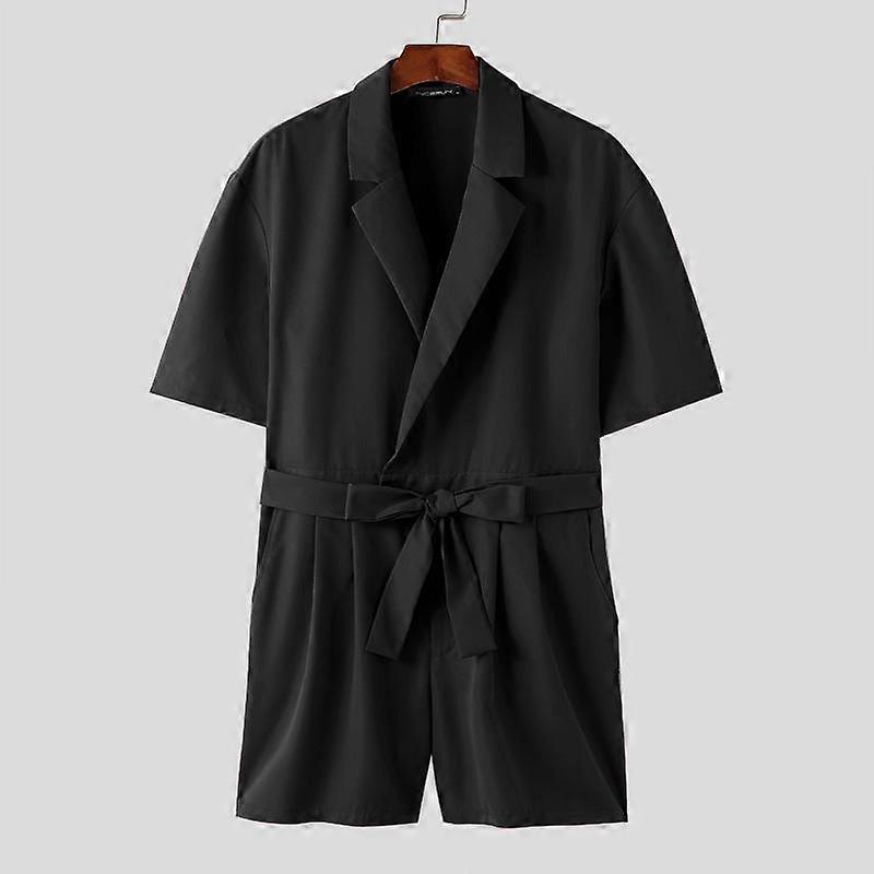INCERUN Men V-Neck Short Sleeve Jumpsuits Cargo Overalls Playsuits Pants Rompers