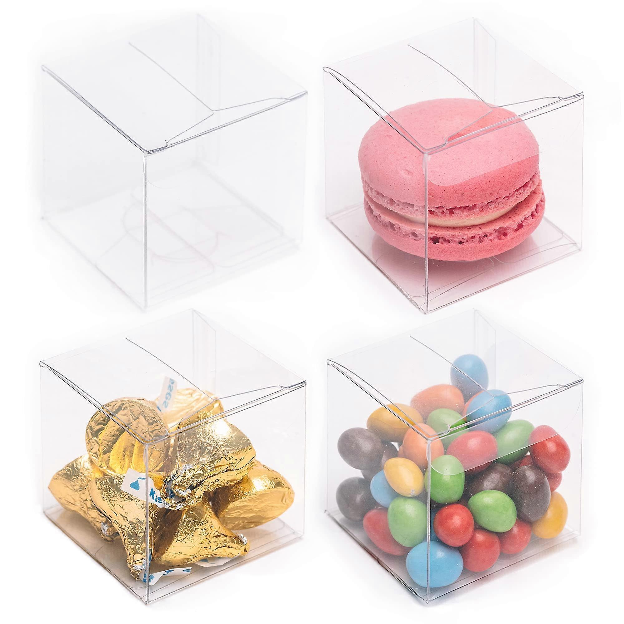 100 Pack Clear Favor Boxes for Parties 2x2x2 Inch