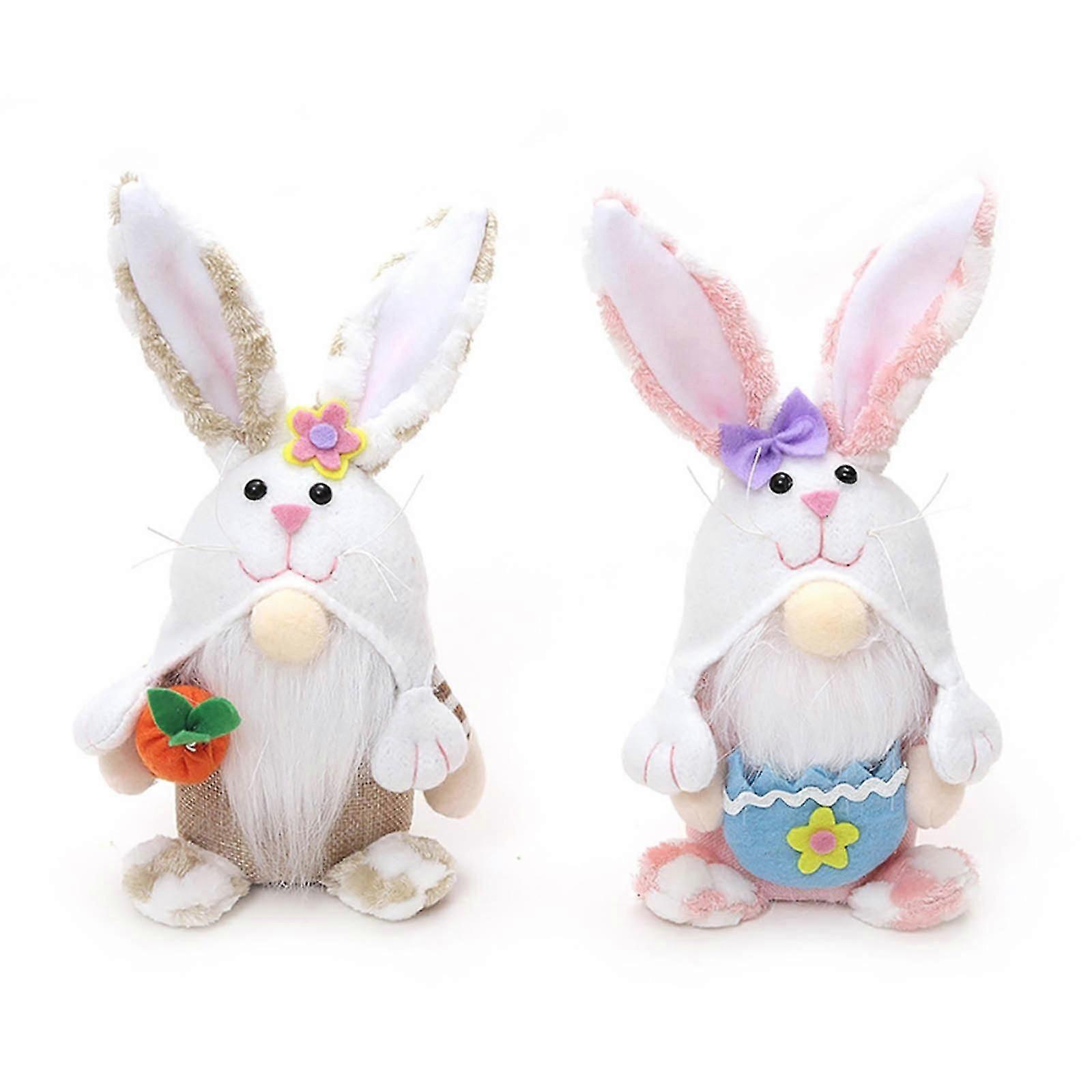 Easter Bunny Gnome Plush Scandinavian Tomte Elf Decorations Rabbit With Carrot Egg Ornaments Swedish Tomte Dwarf