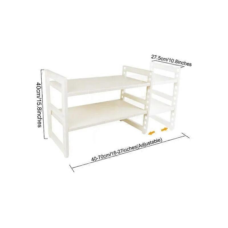 Organizer under 2-layer multifunctional and expandable sink, with removable shelves and 40x27.5x (40-70) cm
