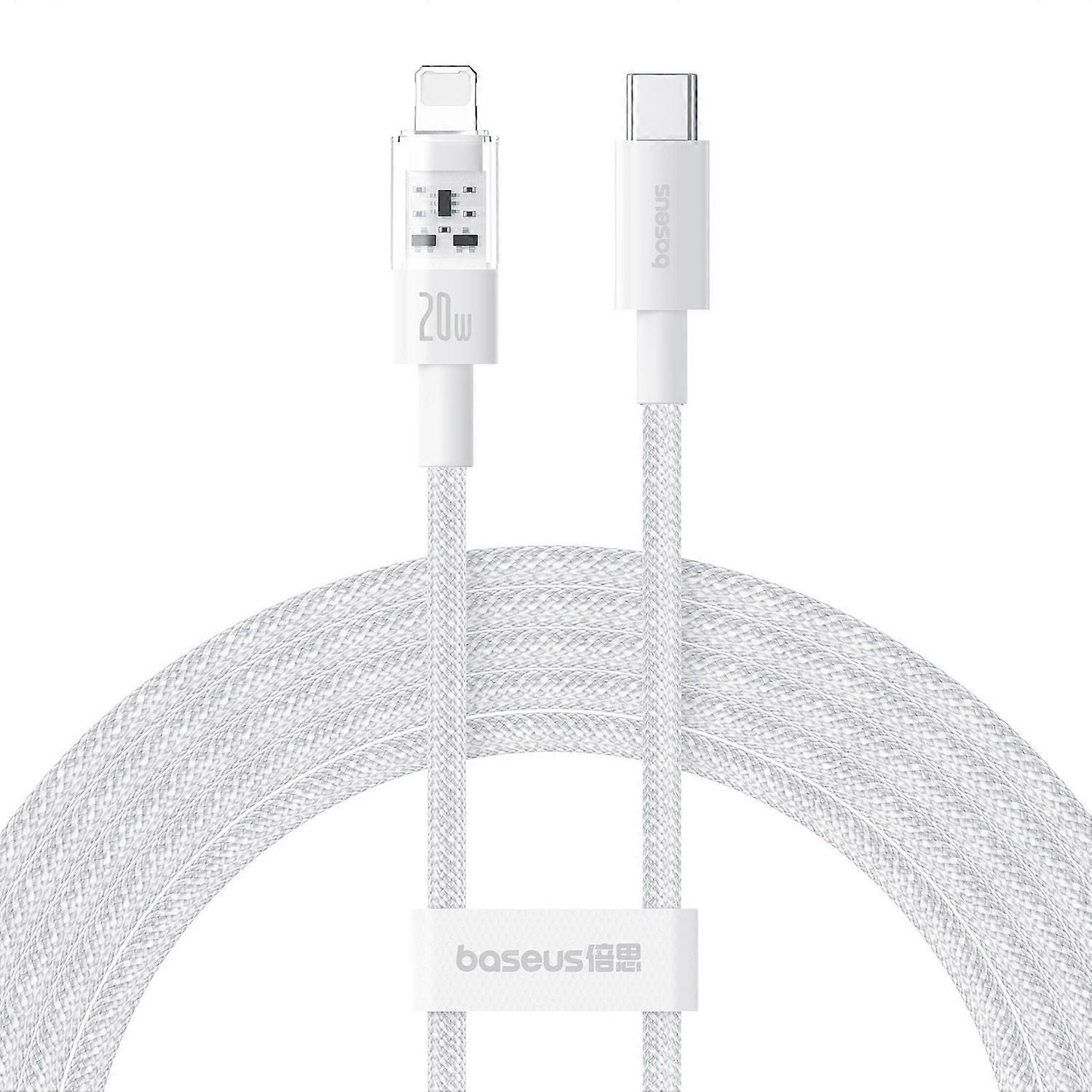 BASEUS Gem 2m Type-C naar iP PD 20W datakabel gevlochten telefoon snellaadsnoer-wit