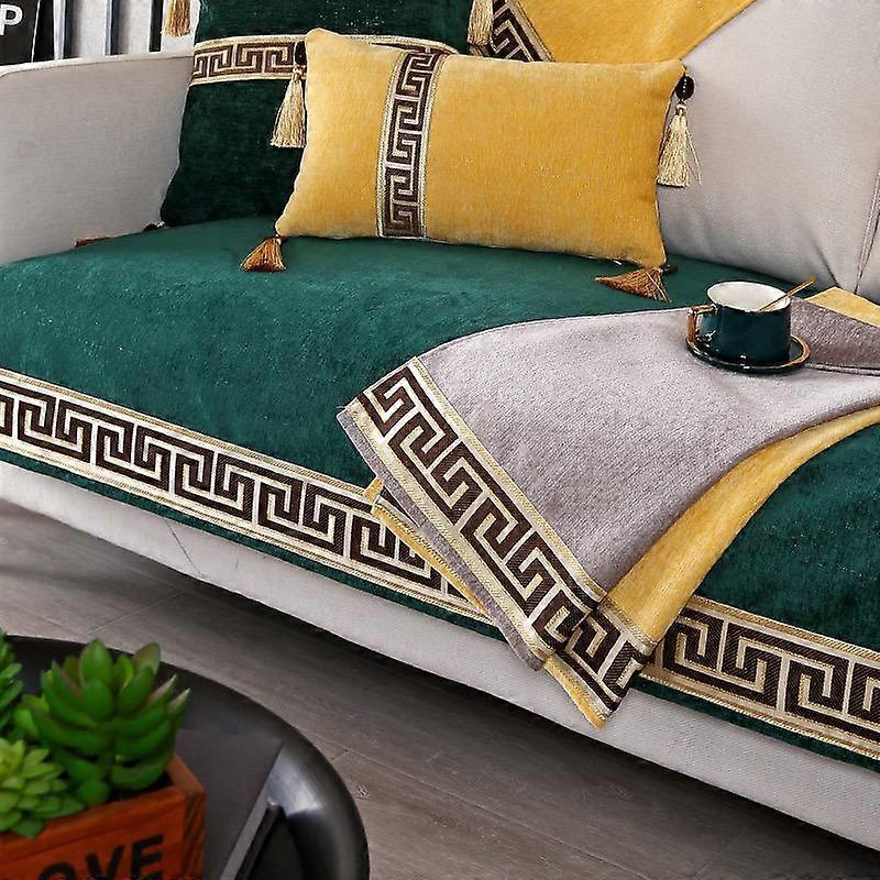 High-grade Classical Thicken Chenille Sofa Towel Modern Soft Anti-slip Sectional Sofa Cover Luxury Solid Color Couch Covers