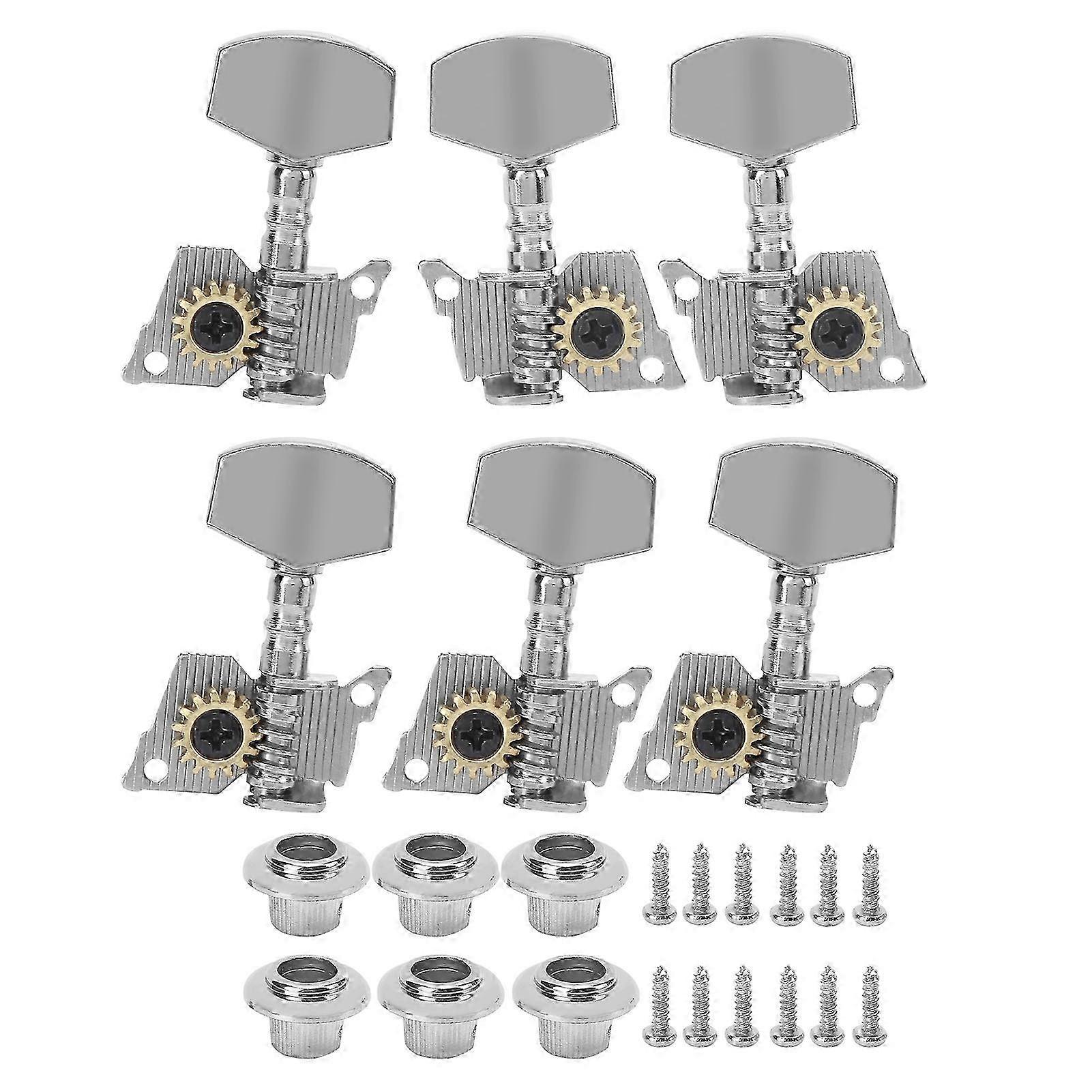 Guitar Tuning Pegs Keys Locking Tuners Machine Heads Silver Replacement Parts for Ukulele4 Left and 2 Right