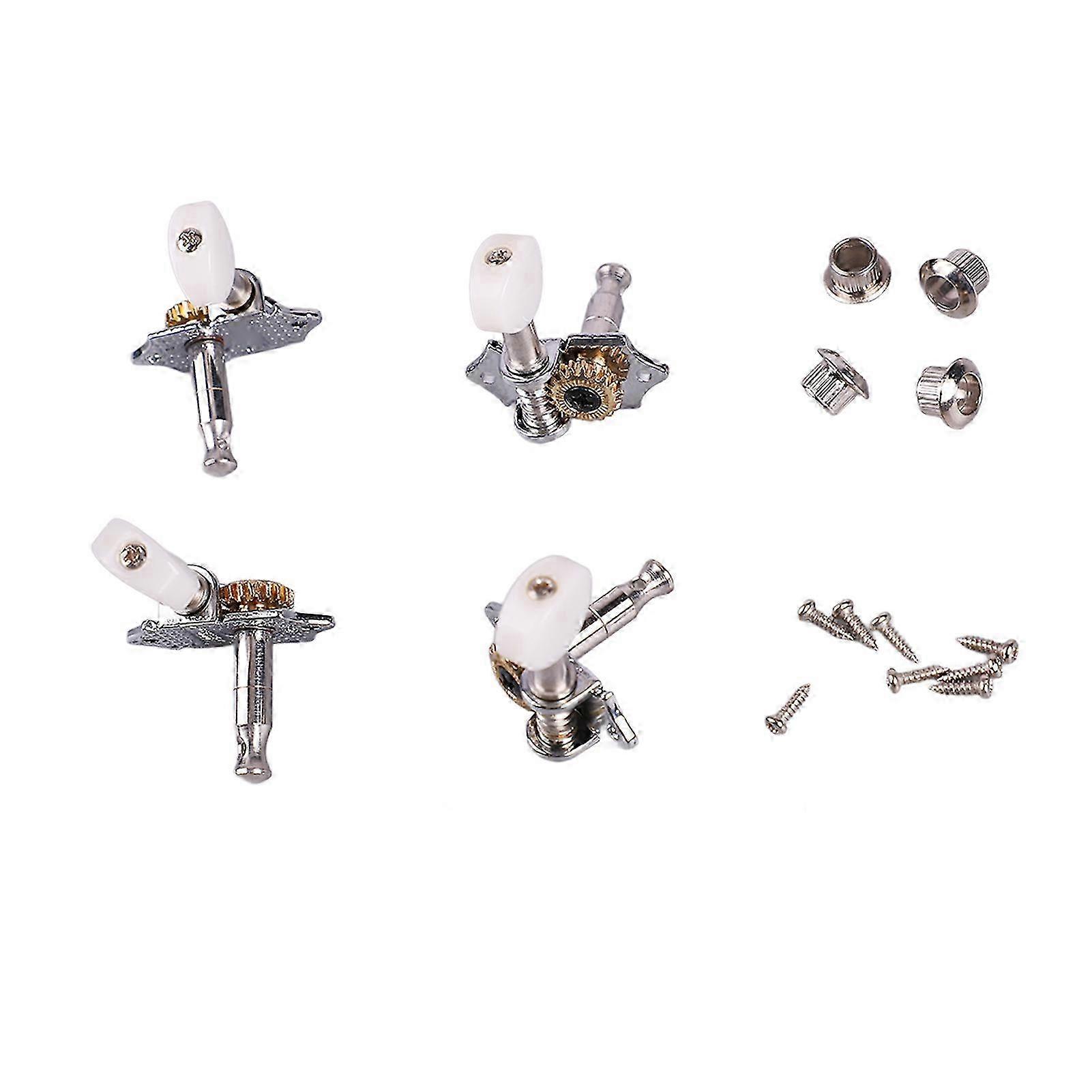 4PCS Ukulele Tuning Peg Chrome Color Metal Ukulele Machine Head Tuner for Replacement