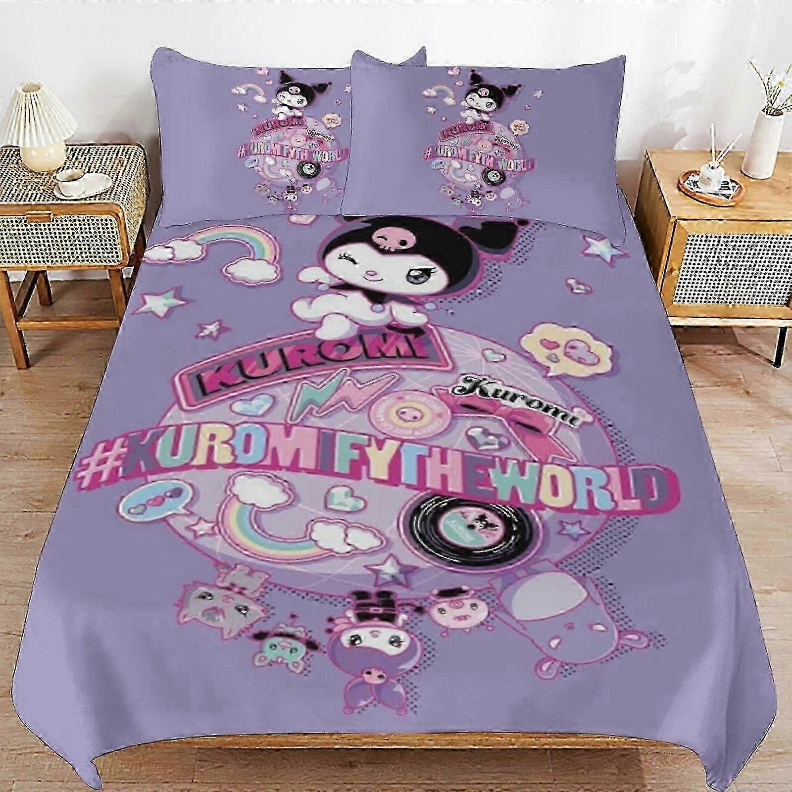 n797 Lakan Kuromi påslakanset, 3-delat sängkläder Dekorativt täcke (1 påslakan och 2 örngott) Lakan iiv797