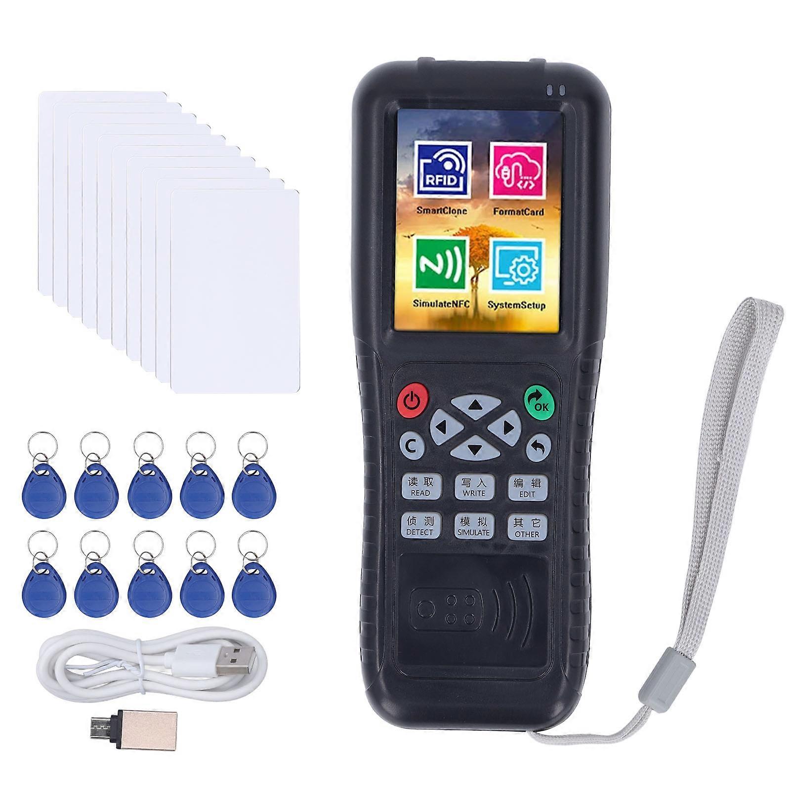 RFID Reader Copier Handheld NFC Writer Duplicator with 10 UID Card 10 Key Chain 1 Type C OTG Adapter