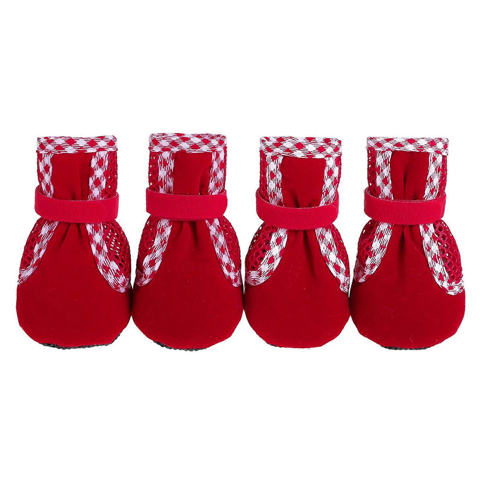 Pet Comfortable Shoes Set Permeable Dog Boot Comfortable Dog Booties Ensuring Safety and Comfort Red XL