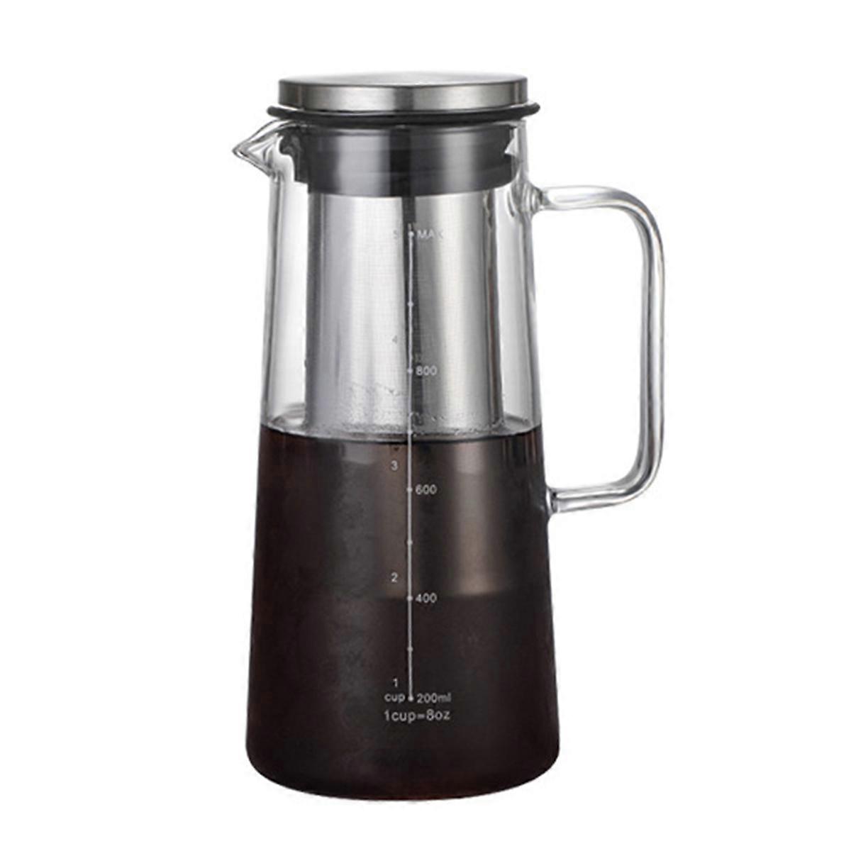 Cold Brew Coffee Maker Glass & Stainless Steel Iced Coffee Pitcher