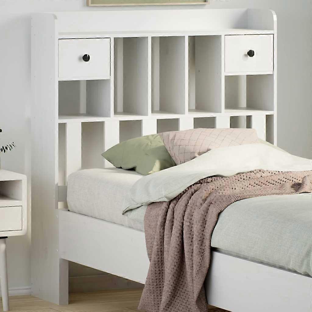 Headboard with storage White 75 cm solid pine wood