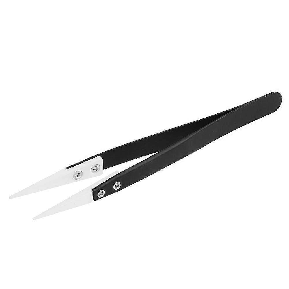 セラミックチップピンセットステンレス鋼ハンドルコイル用ストレート狙いピンセットブラック