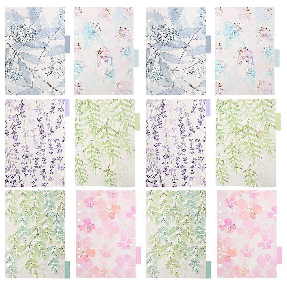 12Pcs Tab Dividers A5 Binder Index Dividers Floral Pattern Binder Index Page Index Tab Binder Dividers