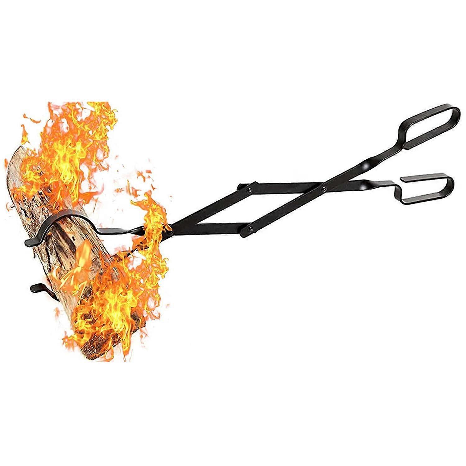 Folding fireplace tongs, fire tongs tools, fireplace tongs, suitable for campfires, fire pits, rust prevention