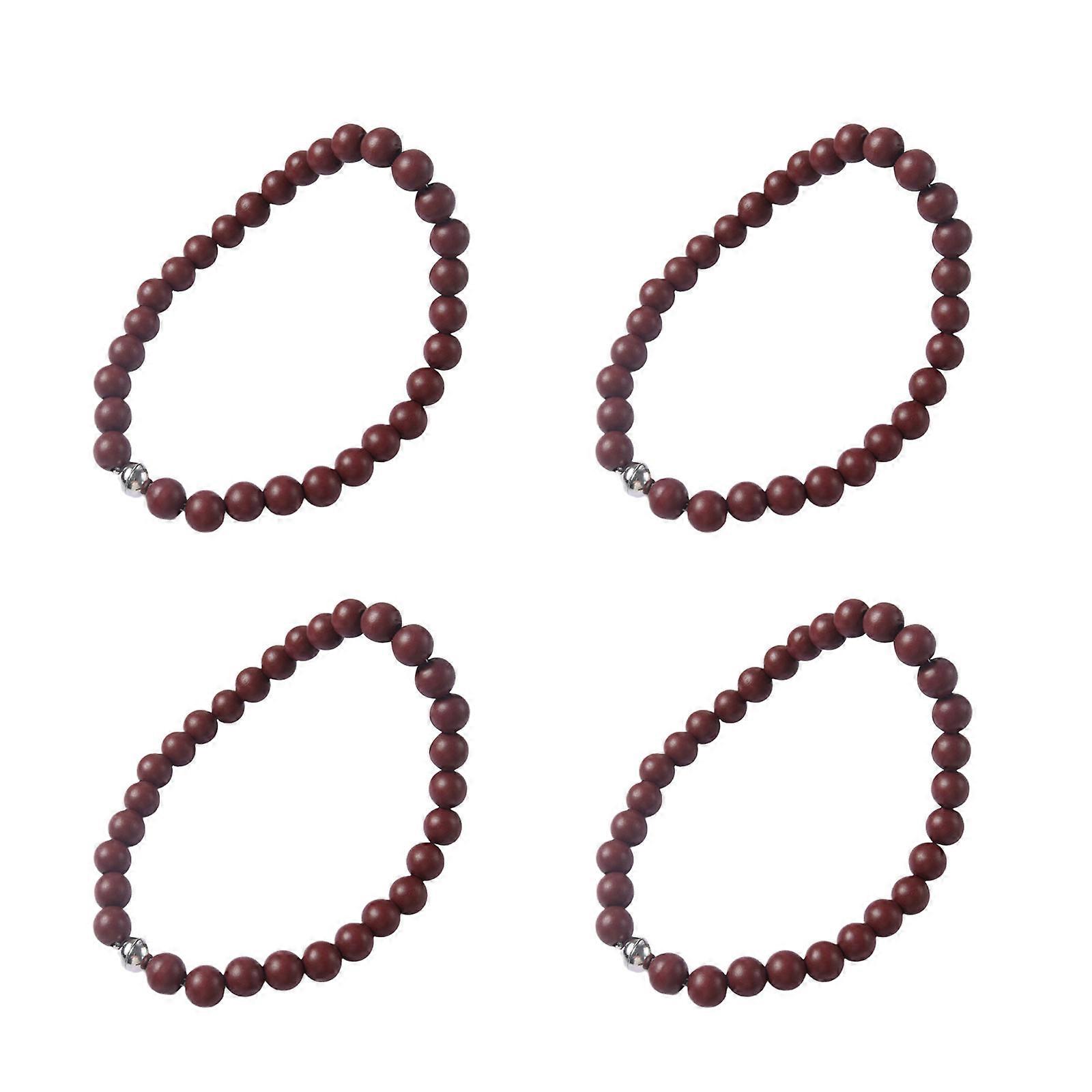 Fashionable Colorful Wood Beads Drape Tie Backs with Magnets Pack of 4 Beaded Window Curtain Holdbacks Clasps Decoration brown red