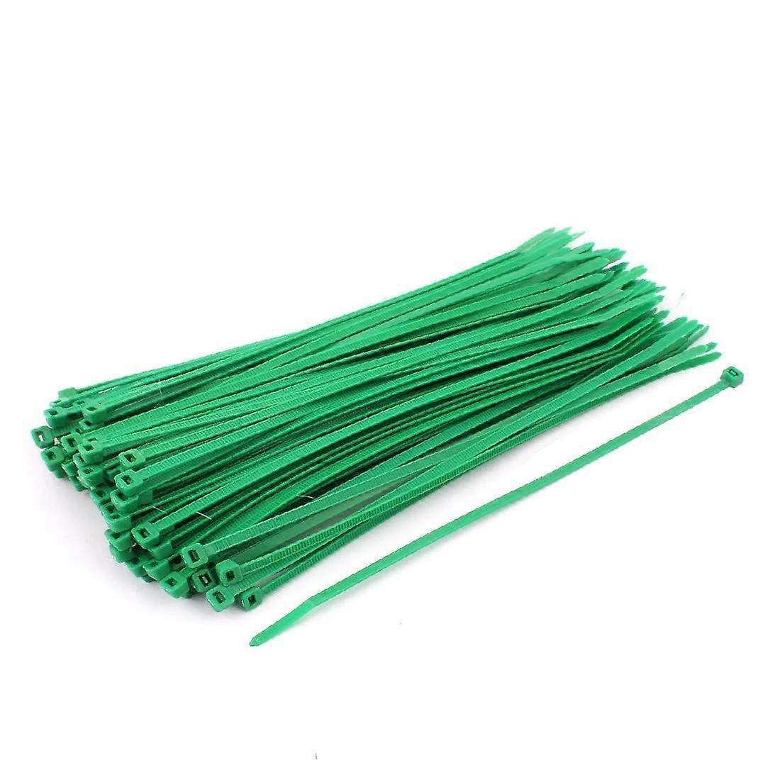 Lon0167 Self Locking Nylon Cable Ties 4mm x 200mm Heavy Duty Green Zip Ties 100 Pack for Industrial Use