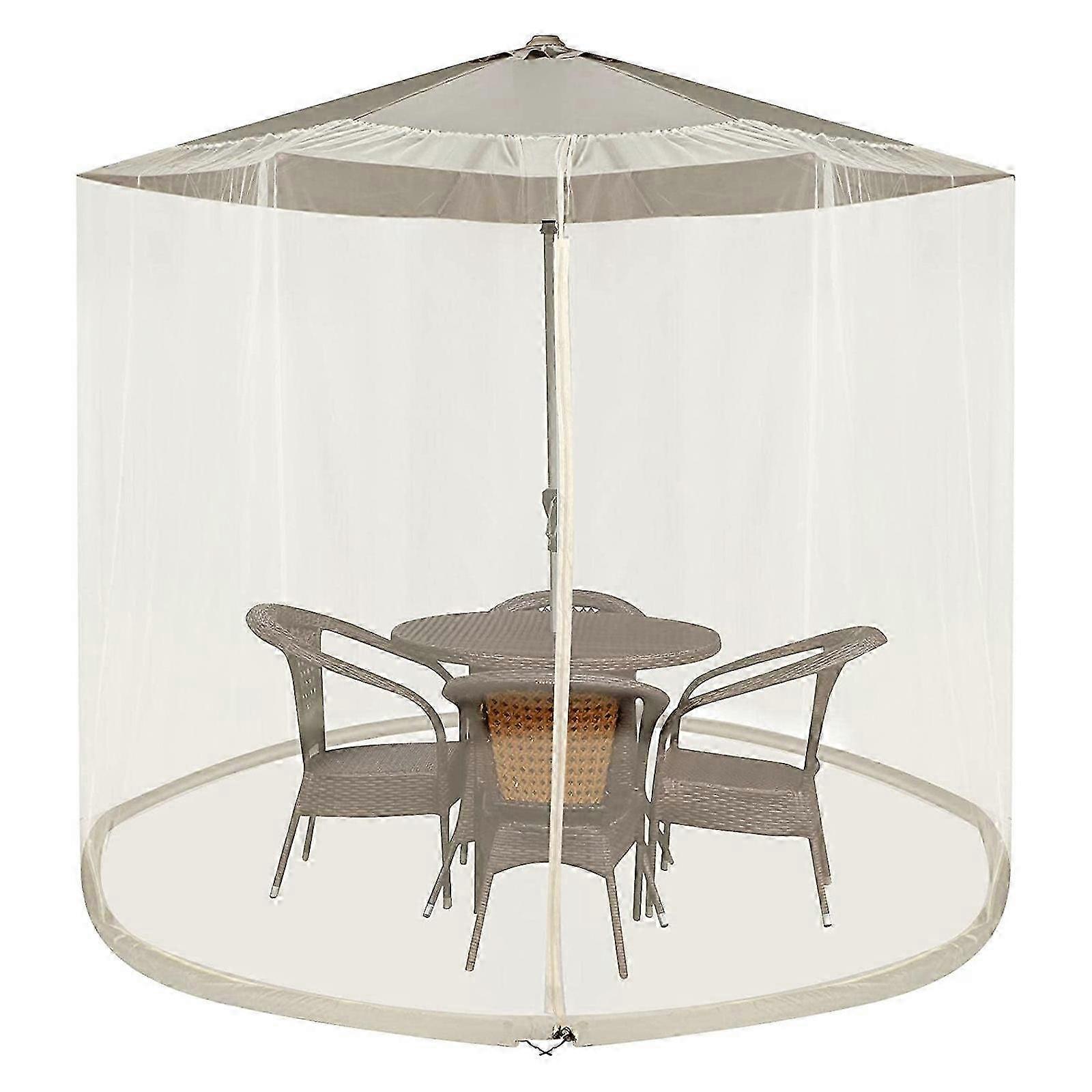 Hanging Umbrella Universal Mesh Net Screen with Zipper Windproof Table Screen