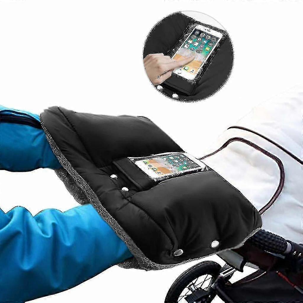 Stroller Hand Warmer, Buggy Gloves Fleece Inside Hand Muff With Mobile Phone Pocket, Waterproof And Windproof
