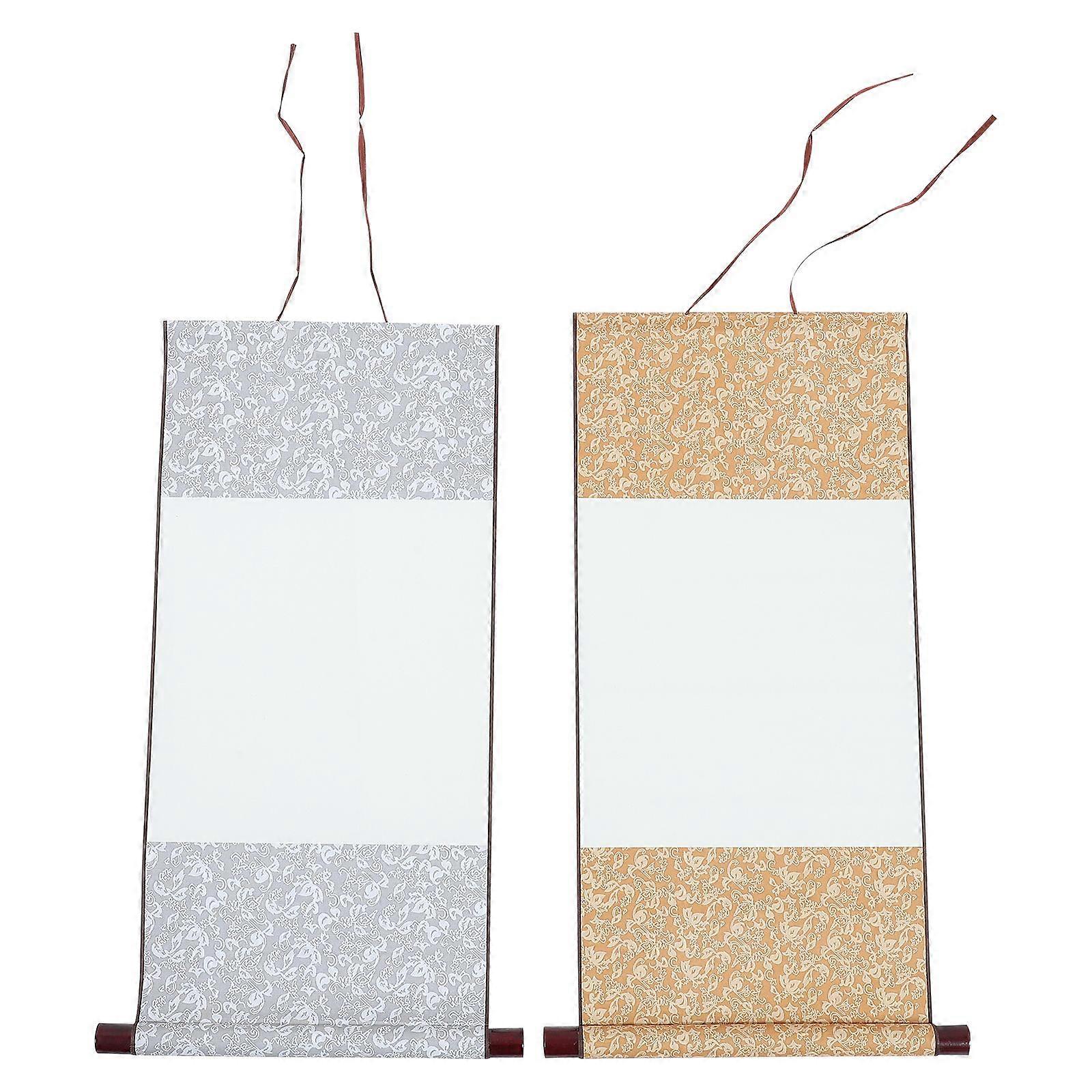 2pcs Calligraphy Blank Scroll Chinese Calligraphy Paper Blank Hanging Drawing Scroll