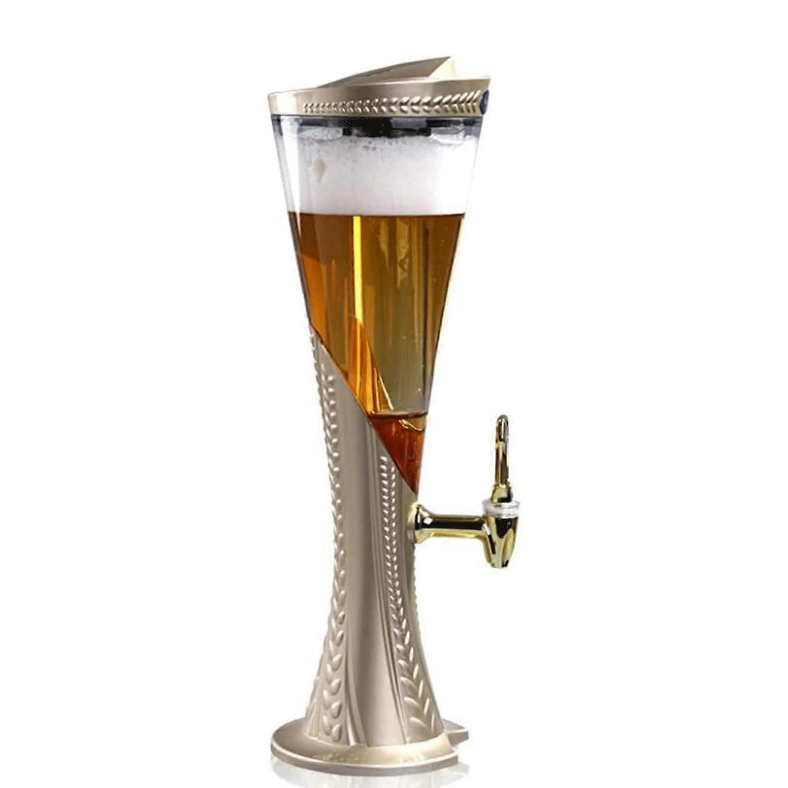 3L Column with Tap and Ice Tube Tabletop Mini Beverage Dispenser Drinking Column Easy Clean for Home Pub Buffet Restaurant Parties Gameday