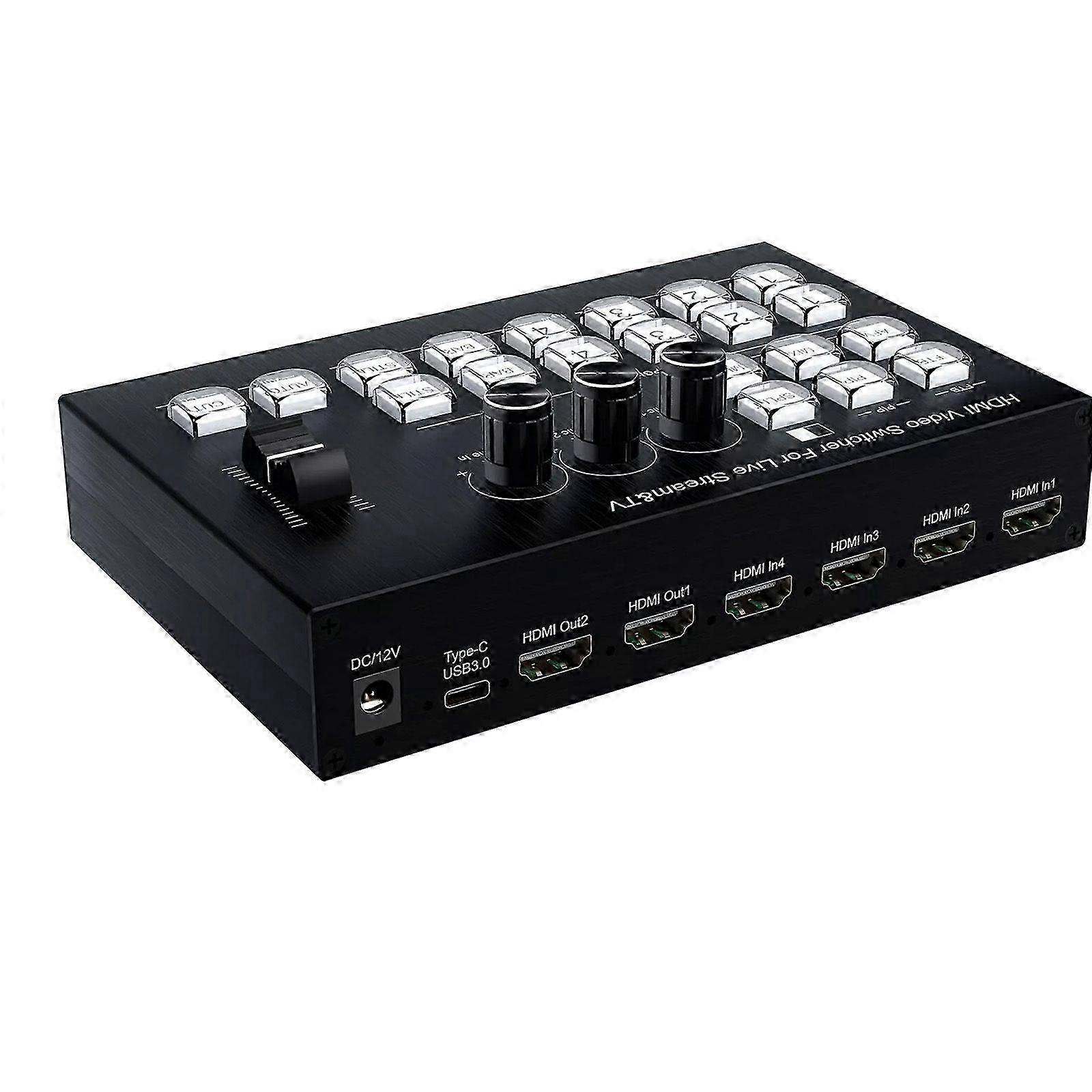 4K Video Switcher 4 HDMI Camera Streaming Live Production Broadcasting Station