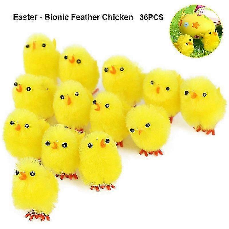 36Pcs Simulation Easter Chick Mini Artificial Toys Plush Chicken Gift Home Decor