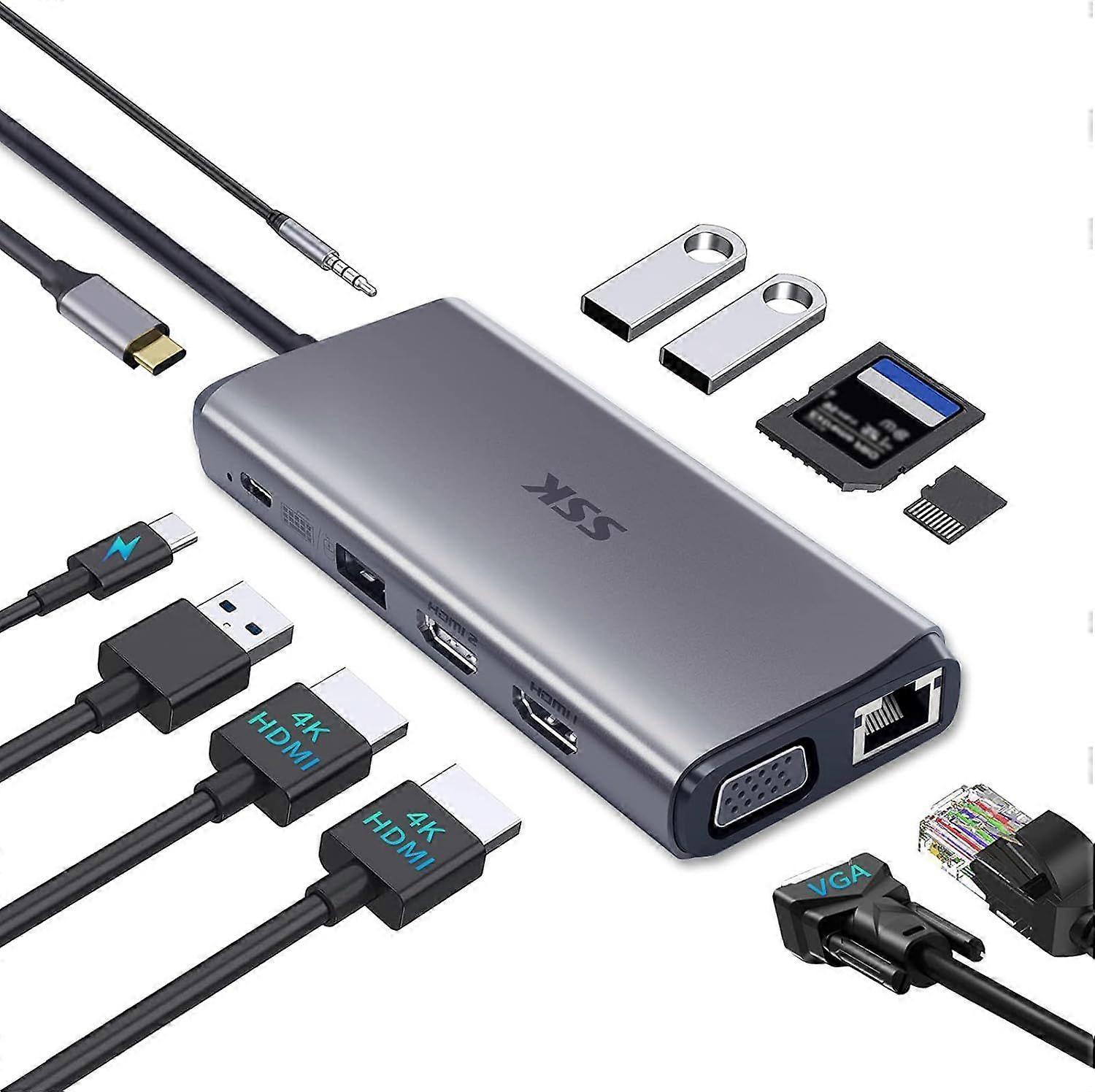 2025 Wysokiej jakości fabrycznie nowa stacja dokująca do laptopa USB C Podwójny monitor, HDMI