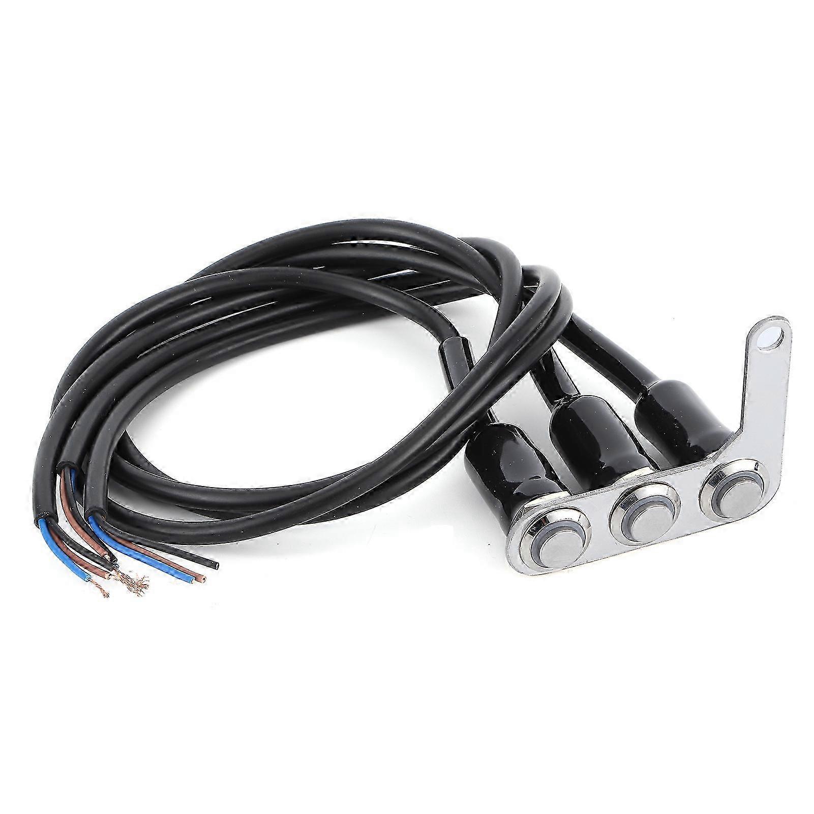 Motorcycle Handlebar Switch, Waterproof 3 Button Mount for Signals