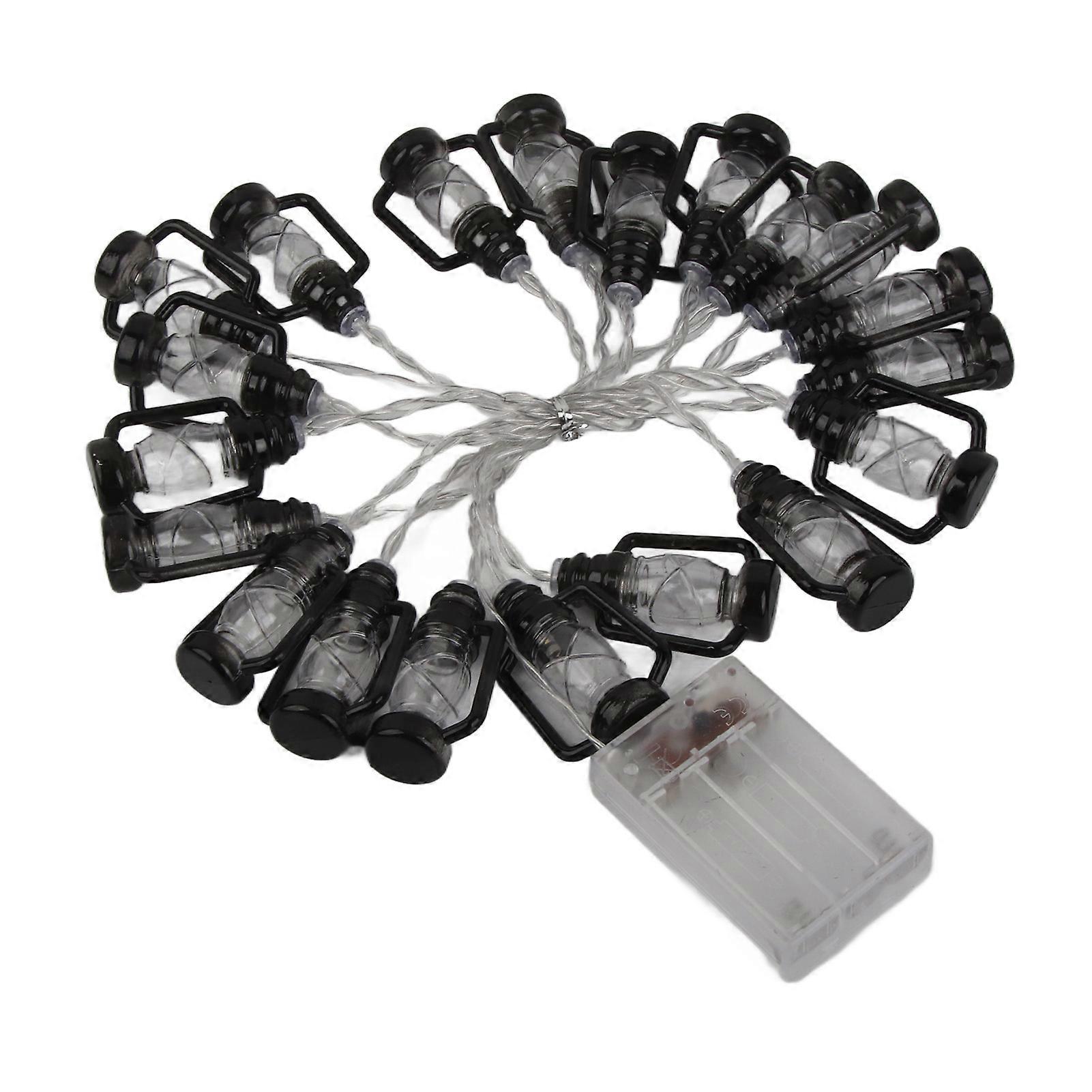 LED Black Lantern String Light Retro Waterproof Energy Saving Plastic Mini Kerosene Lamp for Camping