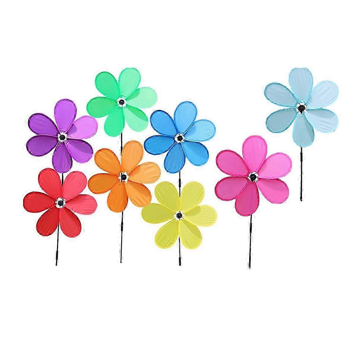 8Pcs Six Leaf Single-Layer Windmill Pinwheels for Garden Yard Decoration, Wind Spinner Toys