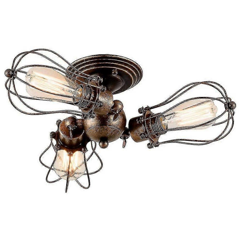 Three head rotatable ceiling light, retro copper industrial style E27 ceiling light, suitable for ki