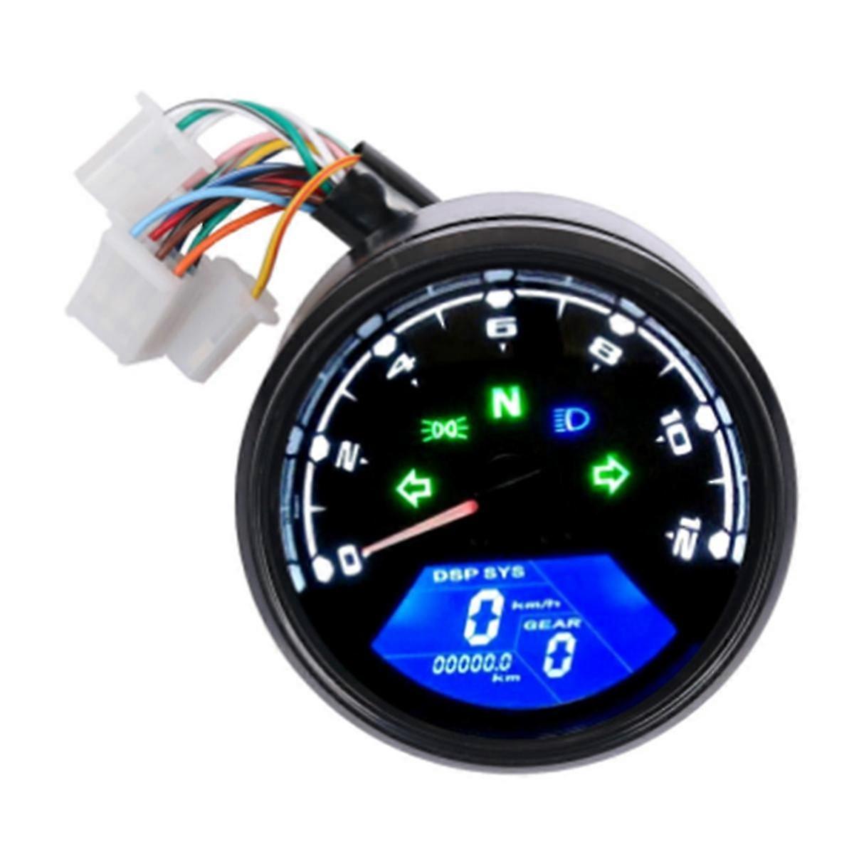 Motorcycle Universal LCD Digital Tachometer Speedometer Odometer Waterproof Gauge for Cafe Racer 2 - Edition 0630