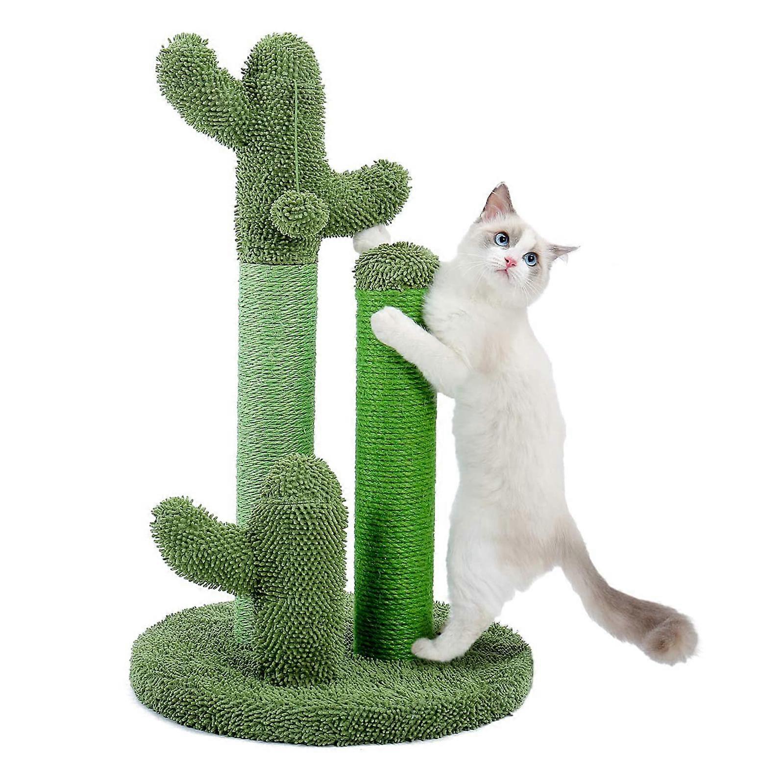 for Cat Scratching Post Cactus Shape Scratcher with Plush Ball for Small Kittens Natural Sisal Scratchers for Indoor Cat
