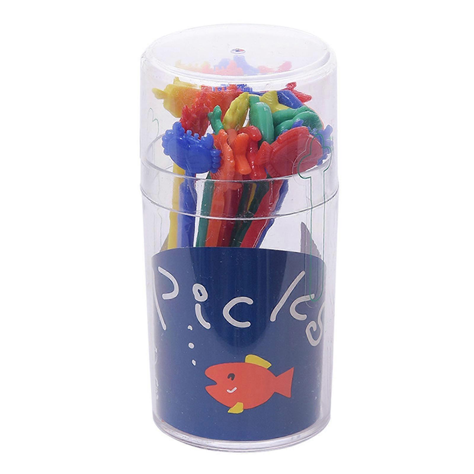 סט של 20 מזלגות פירות מזלגות אוכל חמודים מזלגות קינוח קיסמים עוגות קיסמים מיני בחירות מזון צורות חיות ים מרקם פלסטיק