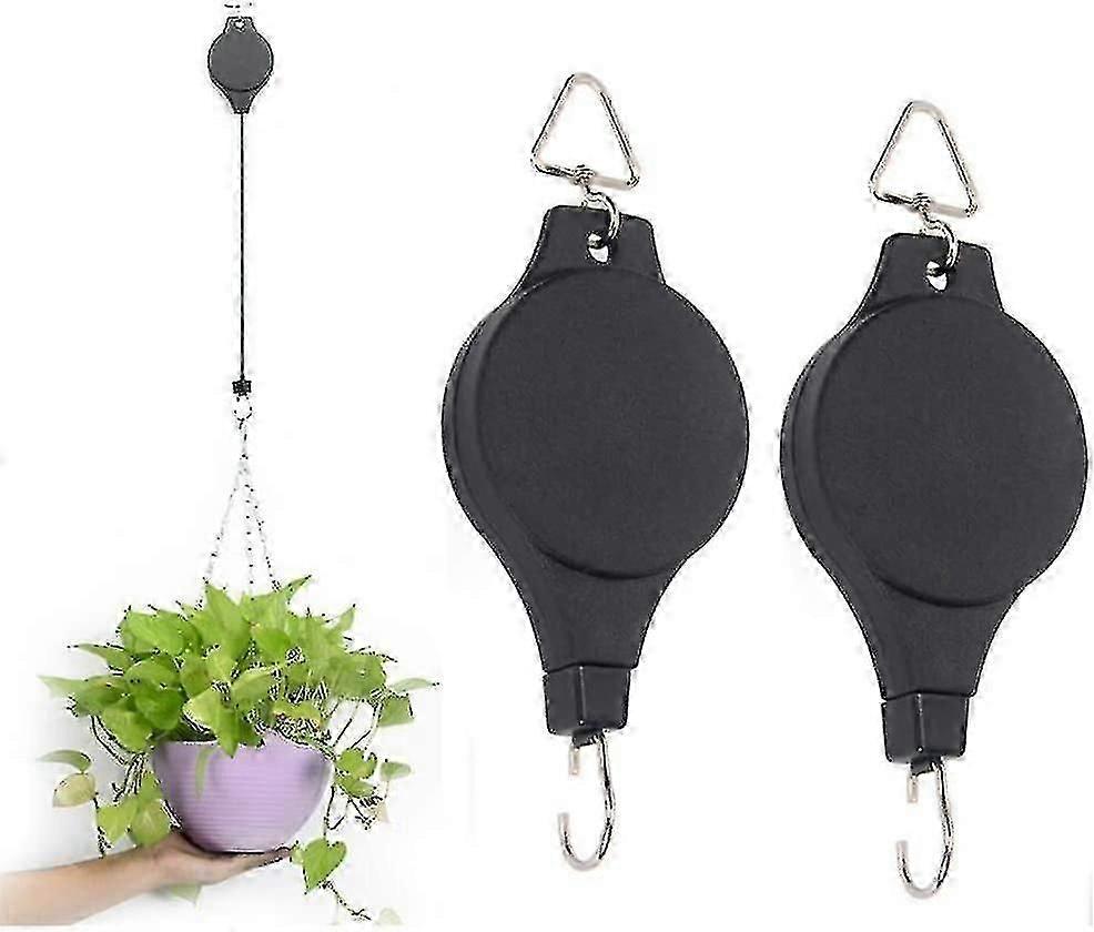 2PCS قابل للسحب بكرة النبات شماعات النبات قابل للتعديل شنقا سلة زهرة هوك شماعات لسلال الحديقة الأواني والطيور المغذية في ارتفاع مختلف L