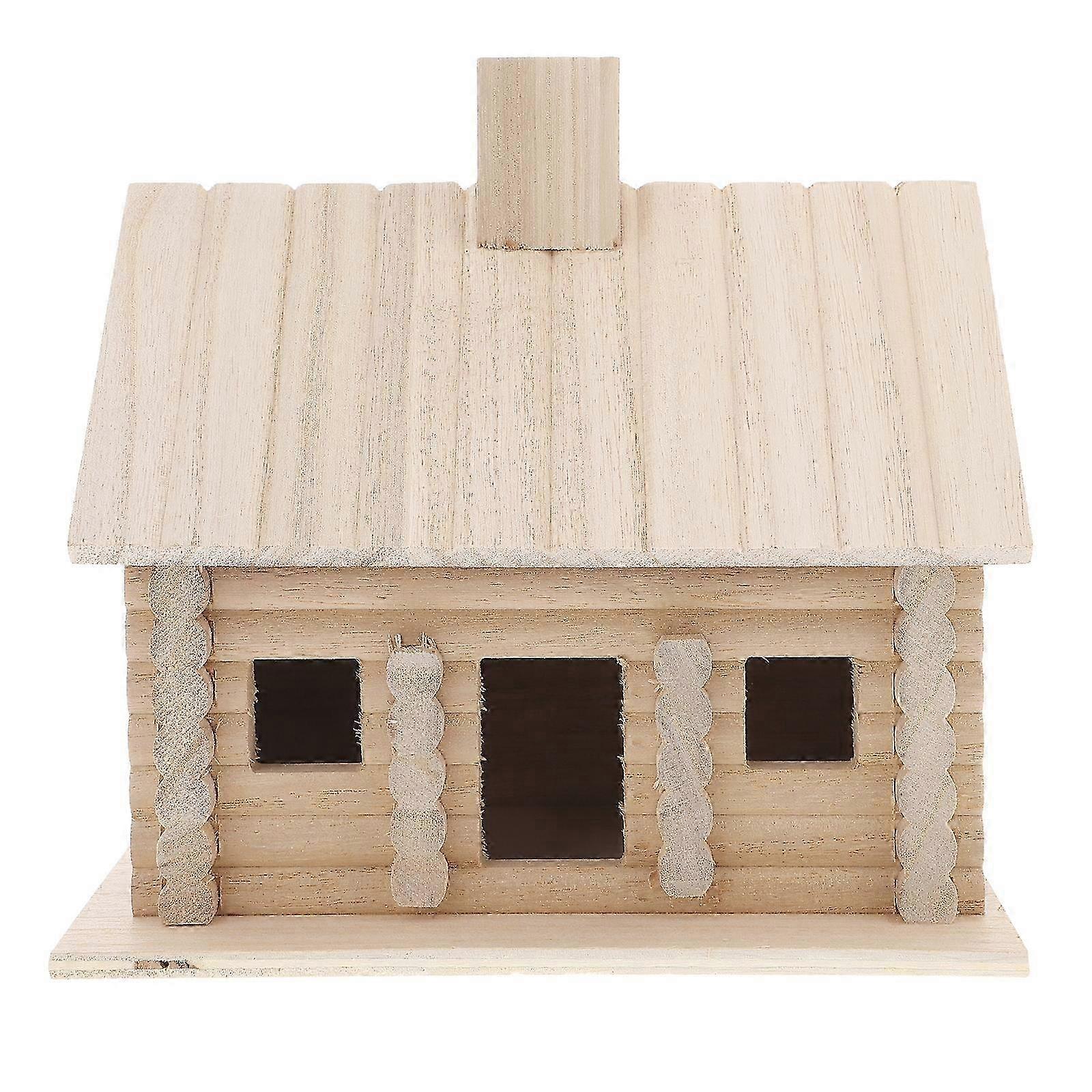Rustic Wooden Bird House Cabin Decor for Garden Balcony 20X15.5X24CM