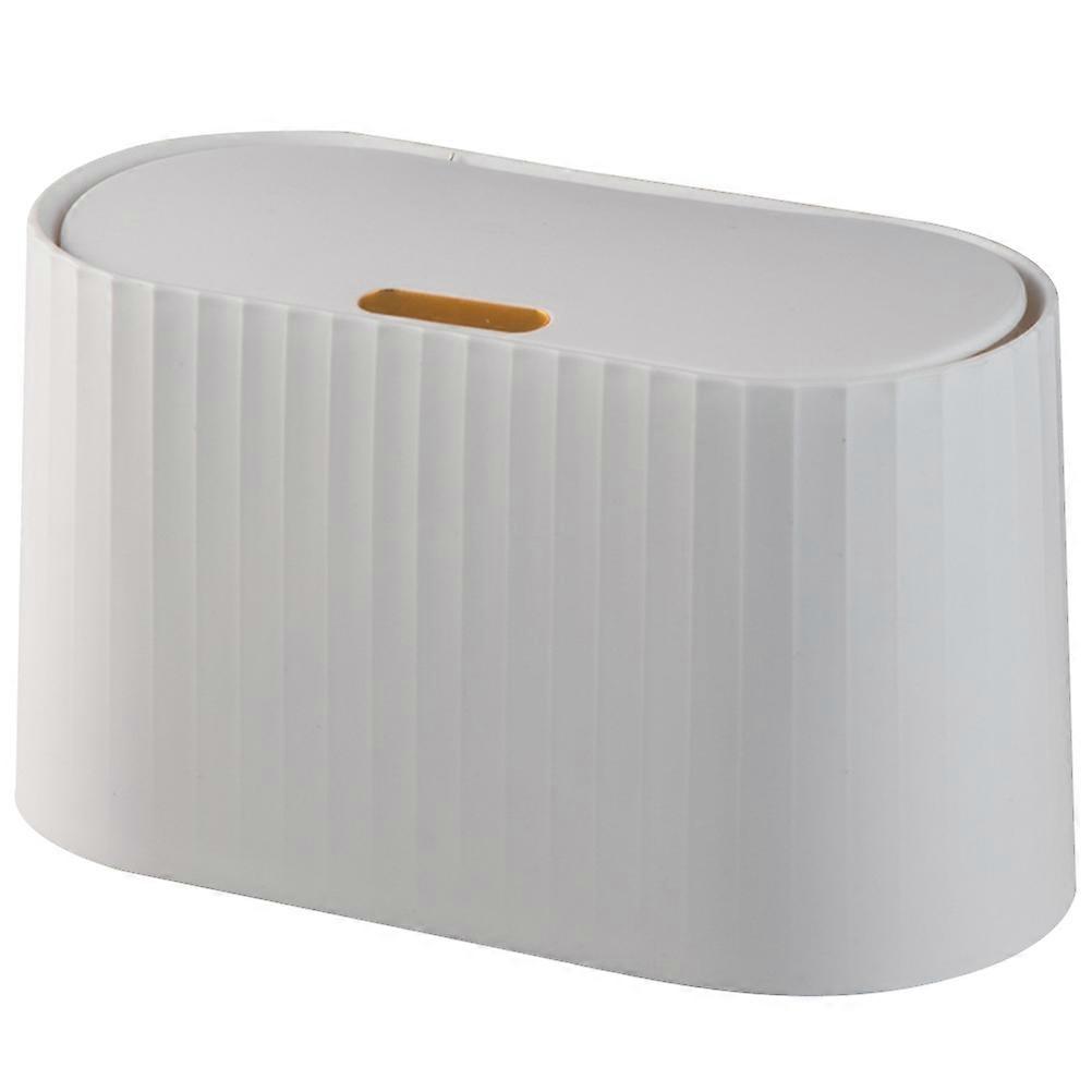 Small Table Trash Can White PP Office Trash Bin Space-Saving Design for Storage