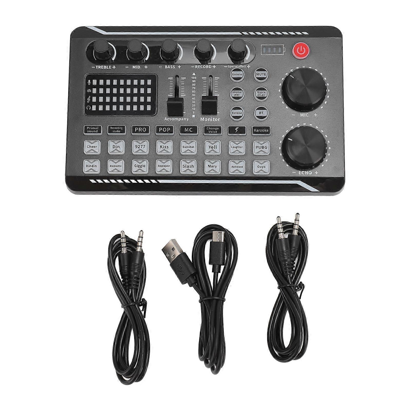 Live Sound Card Professional Intelligent Noise Reduction Multiple Sound Effects Voice Changer Sound Card for Mobile Phone PC