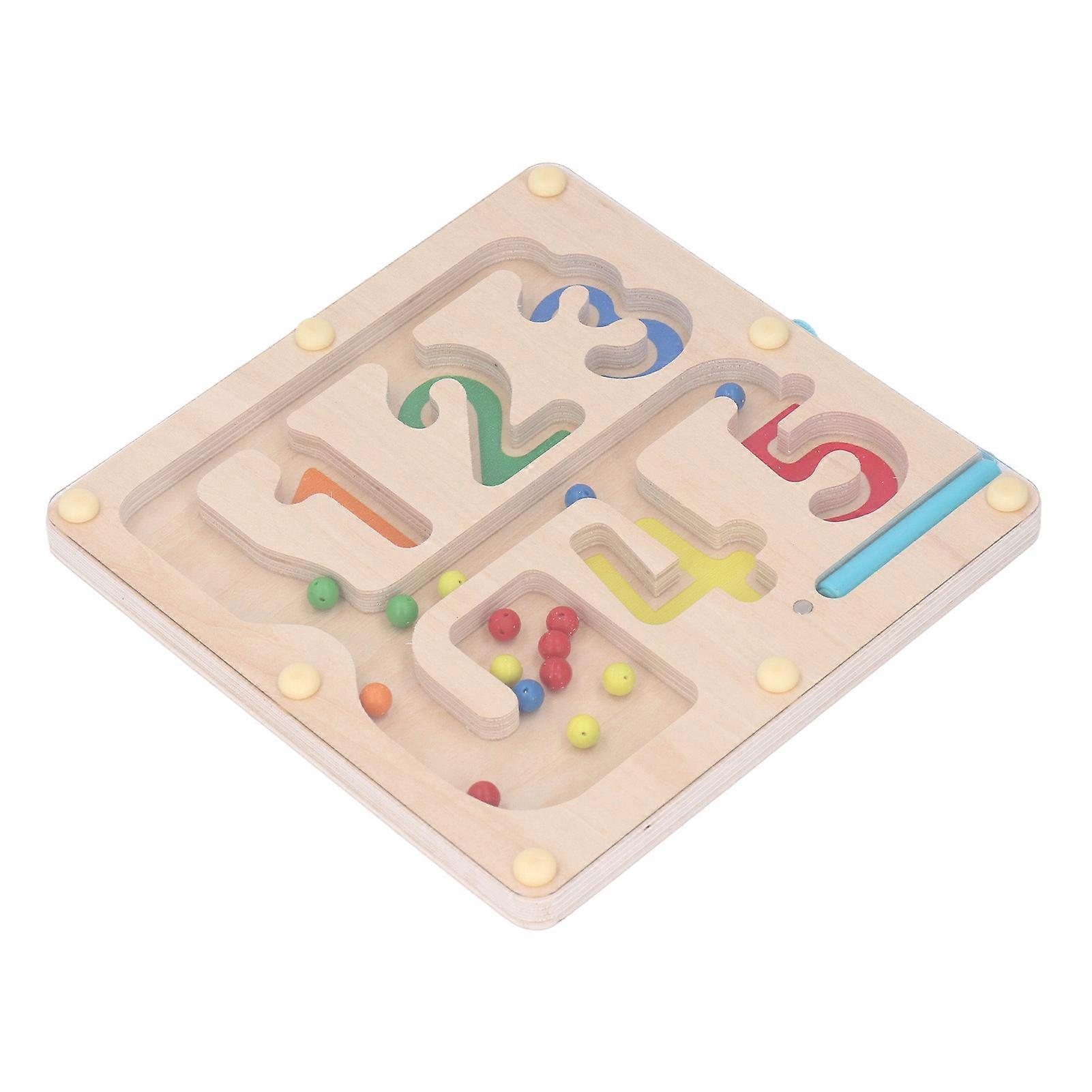 Magnetic Color and Number Maze Wooden Magnet Color Matching Counting Puzzle Board Educational Children Sorting Maze Toy with Magnetic Pen Number Colo