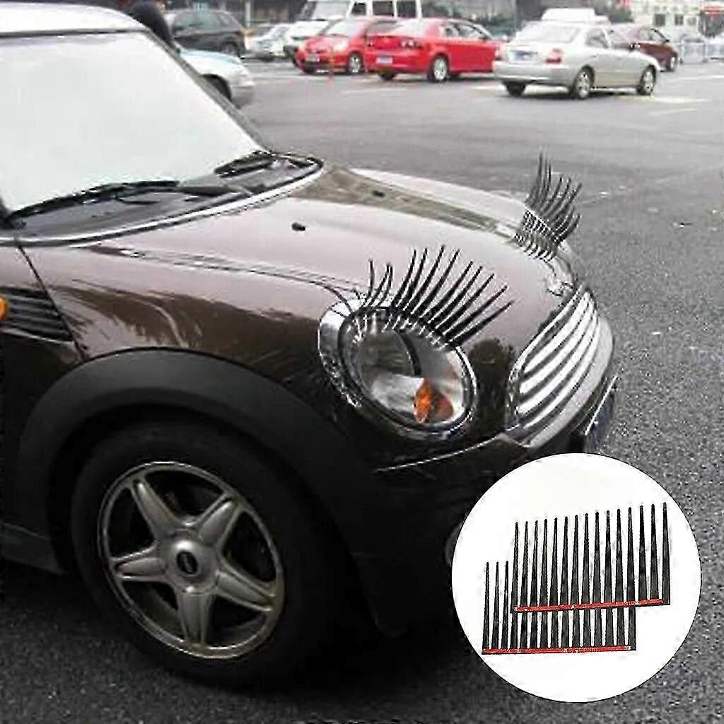 3D Black False Eyelashes Car Decals for Beetle Headlights - 2PCS