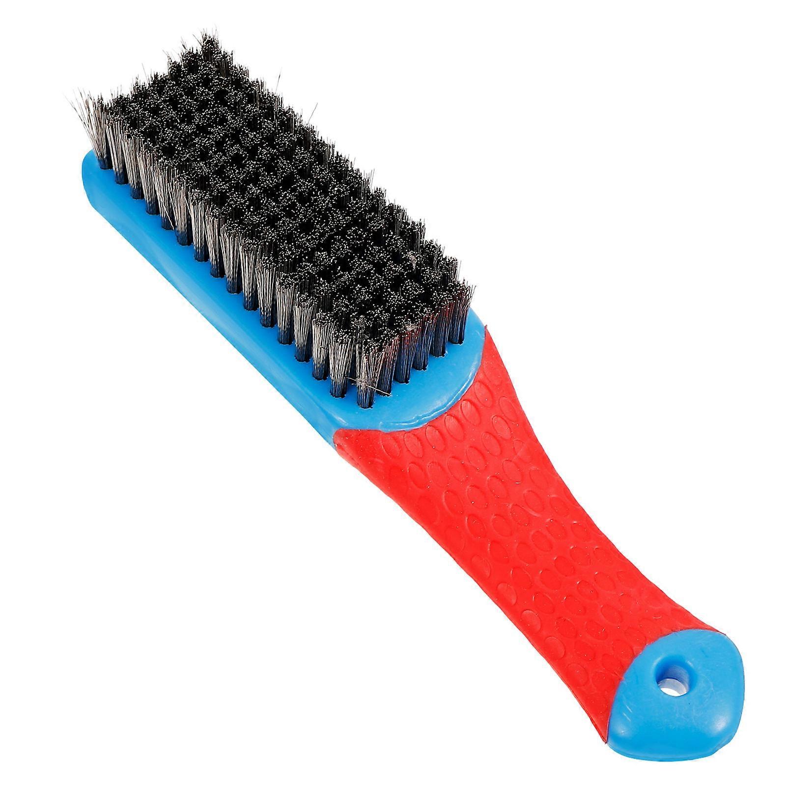 Ergonomic Wire Brush with Nonslip Silicone Handle, Sturdy Steel Bristles for Rust Removal & Heavy Duty Cleaning, Multi Purpose Scrub Tool for Indoor
