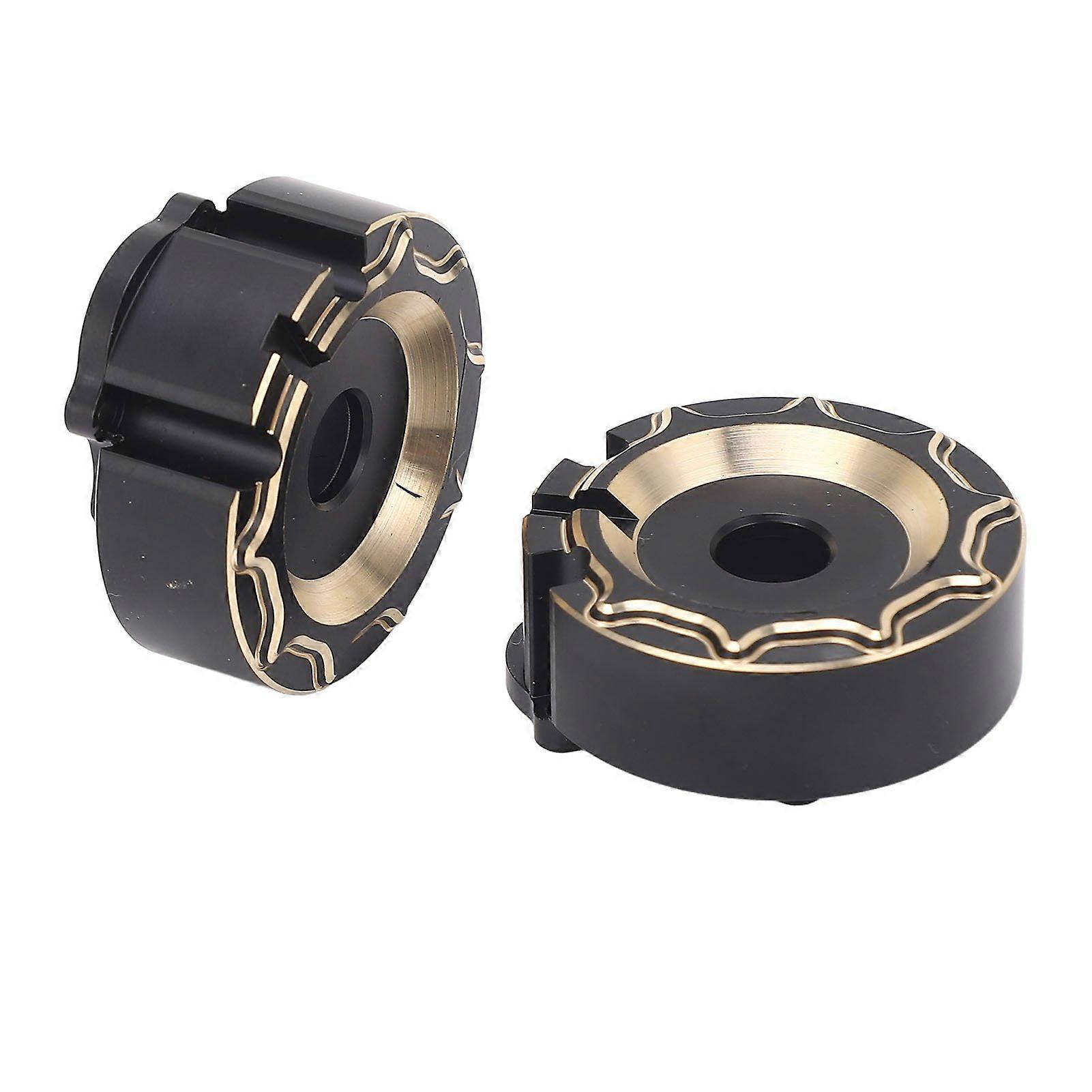 2Pcs Brass Counterweight Outer Portal Drive Housing Wheel Front Rear Axle Universal Parts for RC Crawler Car Black Round