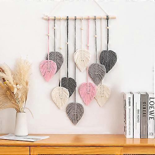 Macrame Wall Hanging Leaf Tapestry,  Bohemian Handmade Woven Leaf Tassel Tapestry