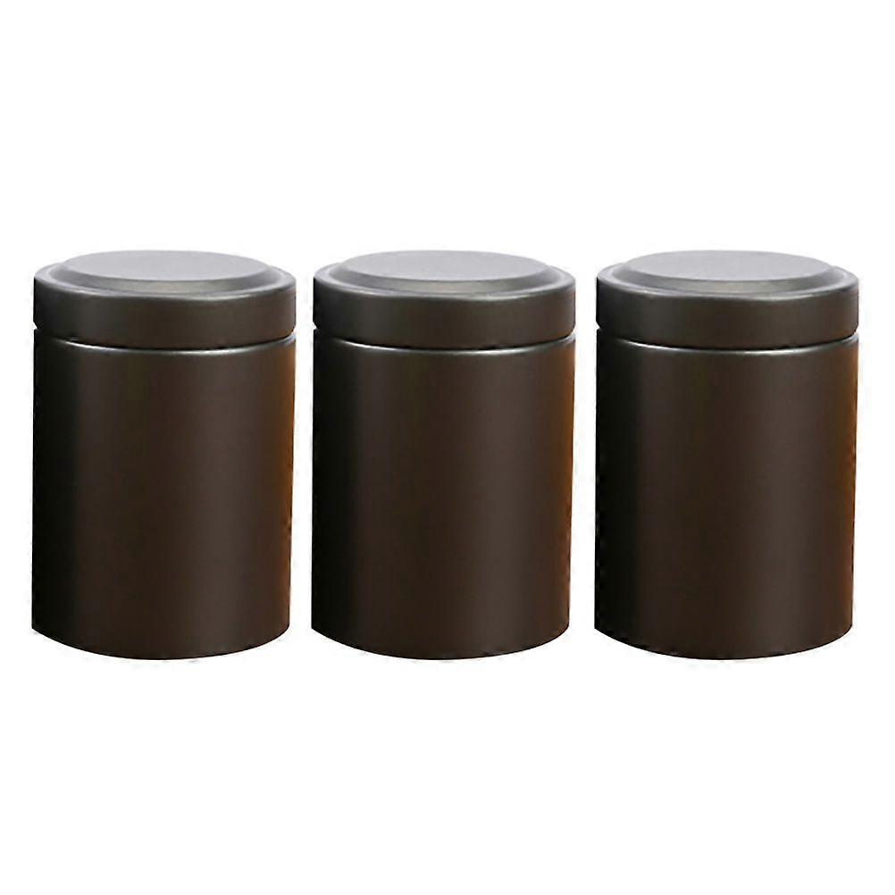 1 Set 3 Pcs Round Portable Tea Boxes Tinplate Tea Cans Canisters (Random Color)