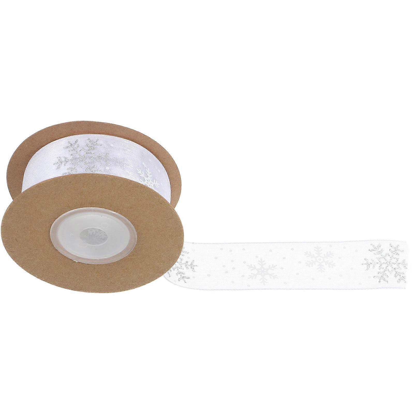 Chiffon Ribbon With Snowflakes Winter Present Wrapping Craft Enthusiasts 1 Roll