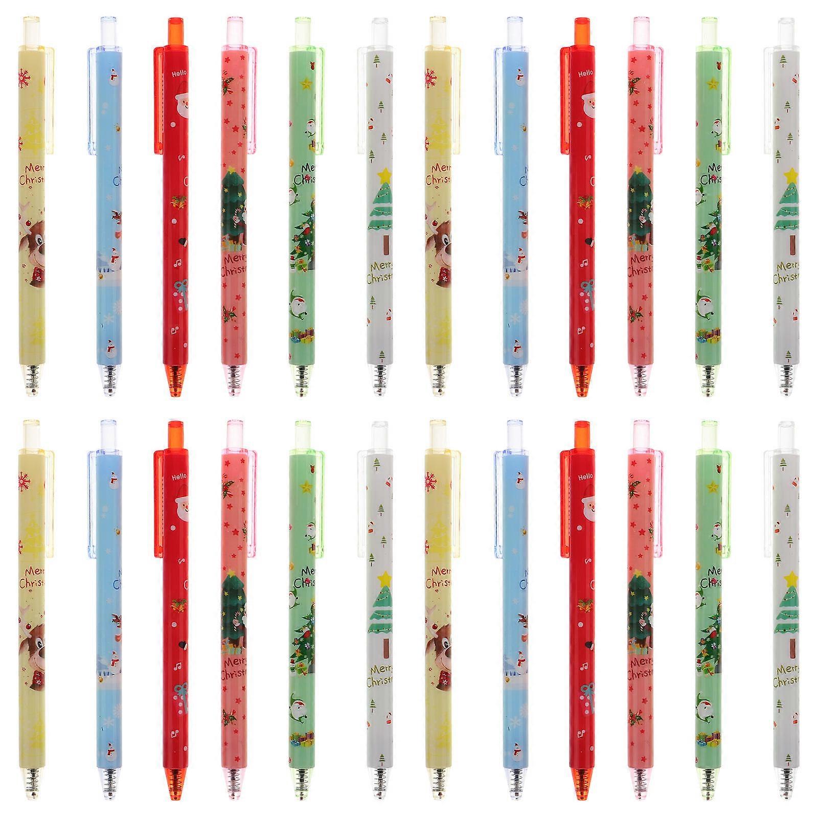 Sign Pens Xmas Themed Writing Instruments For Crafting And Scrapbooking Assorted Color Cylindrical Shape 24Pcs