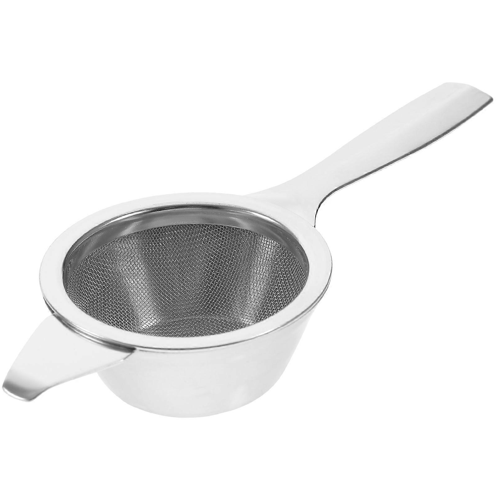 Strainers For Kitchen Stainless Steel Colander Sifters Cooking Baking BBQ Silver Round Base Long Handle Fine Mesh Straining 1Set