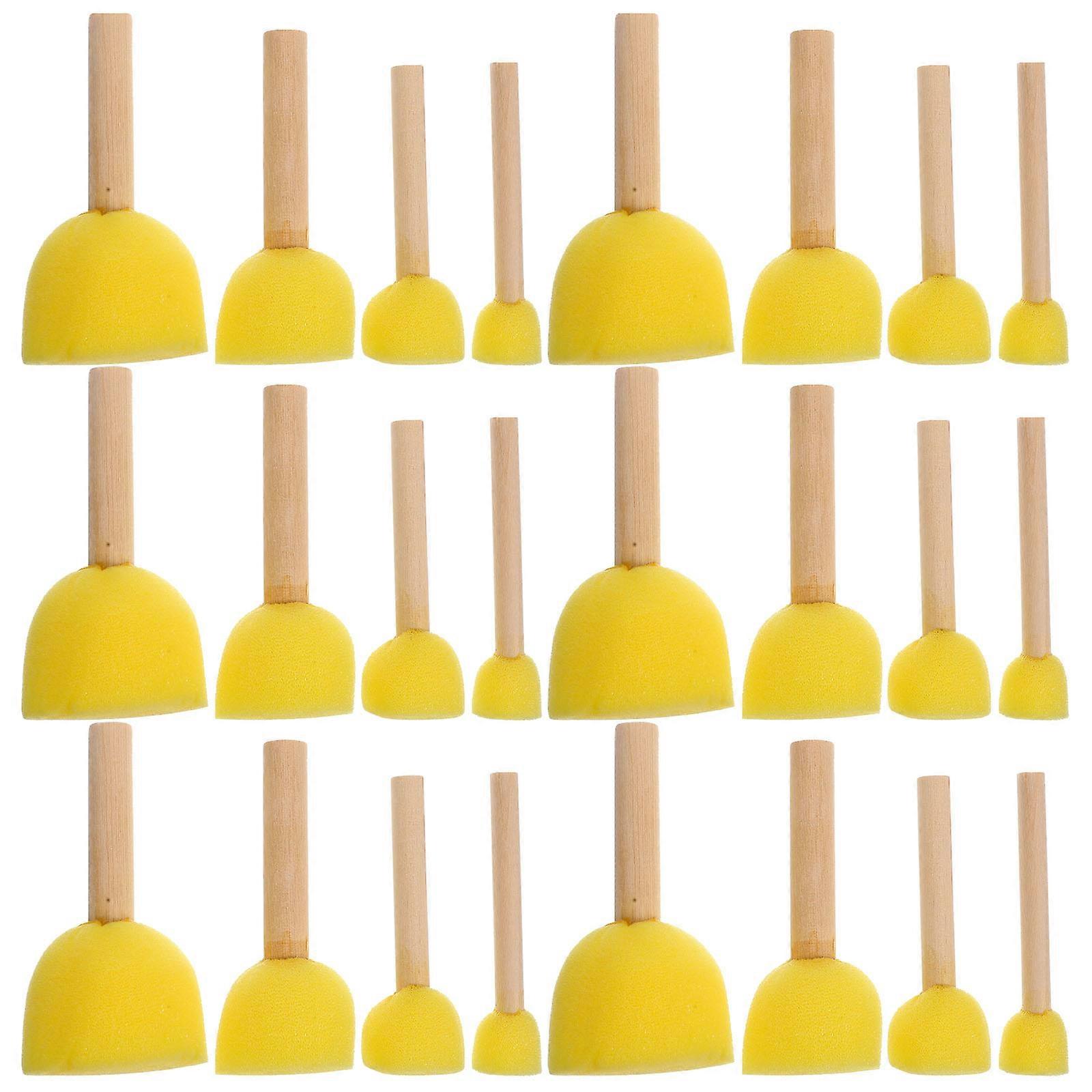 Sponge Brushes Wooden Handle Painting Tools For Crafts Yellow 10X5cm Art Tool 24Pack
