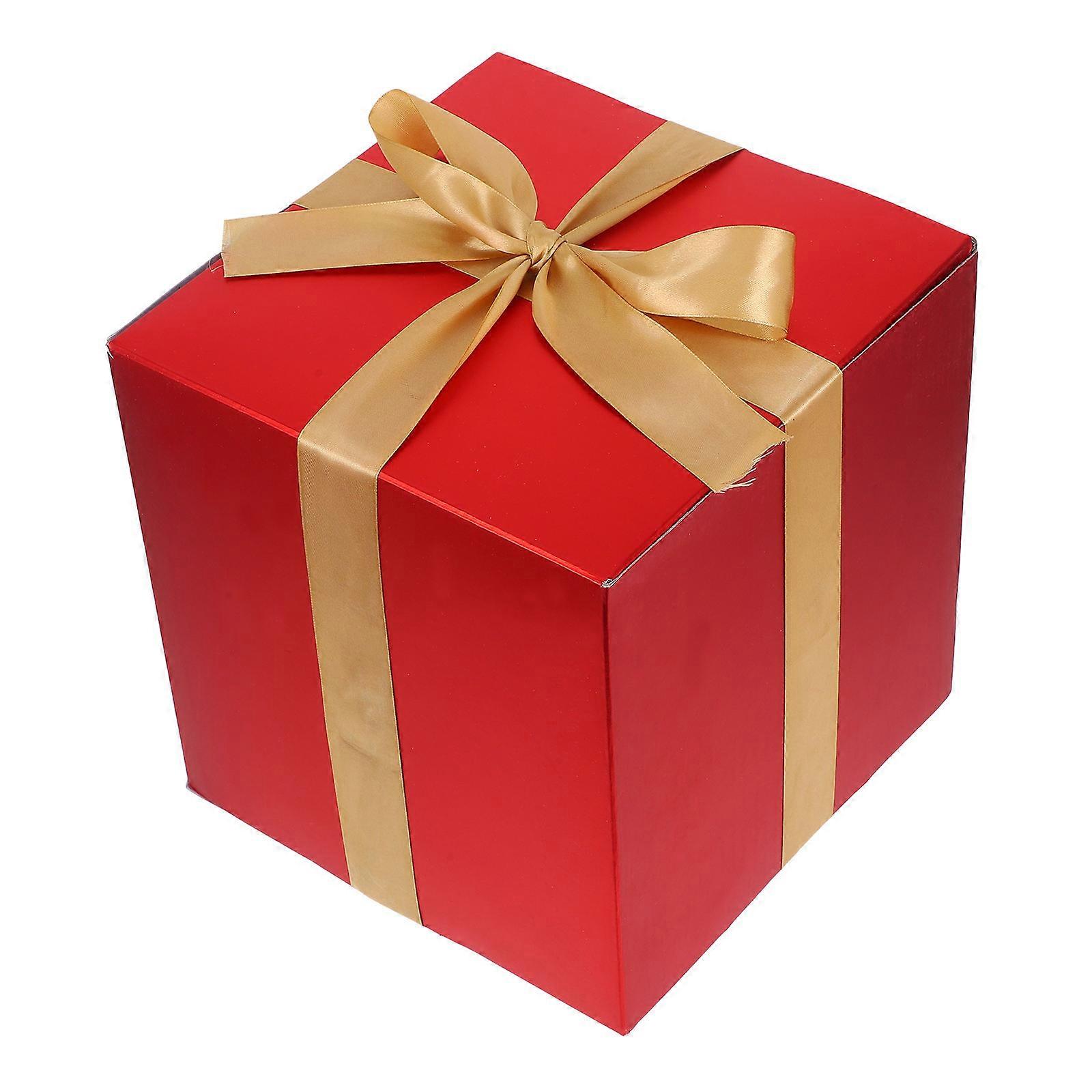 Christmas Present Boxes Cube Festive Style Red Paper Storage 1Set