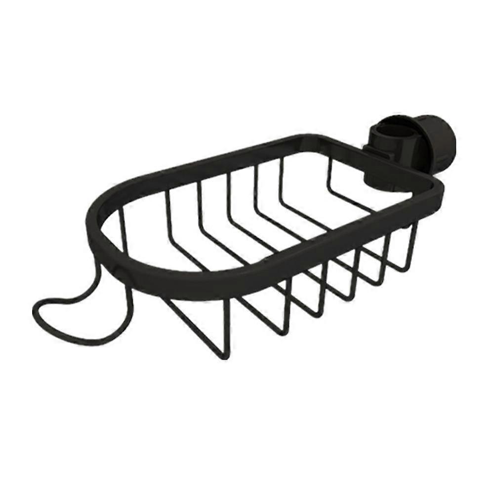 Aluminum Faucet Mounted Sponge Rack for Kitchen Sink Organizer – Space Saving Storage for Cloths, Soap, and Brush with Drainage to Keep Area Dry and