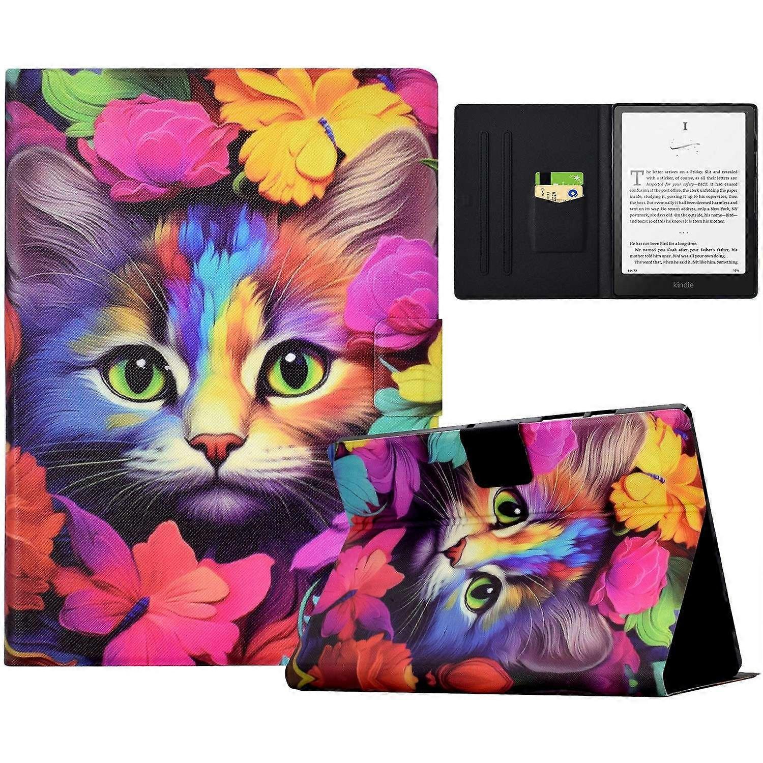 Für Amazon Kindle Paperwhite (2024) Hülle Musterdruck Leder E-Reader Cover
