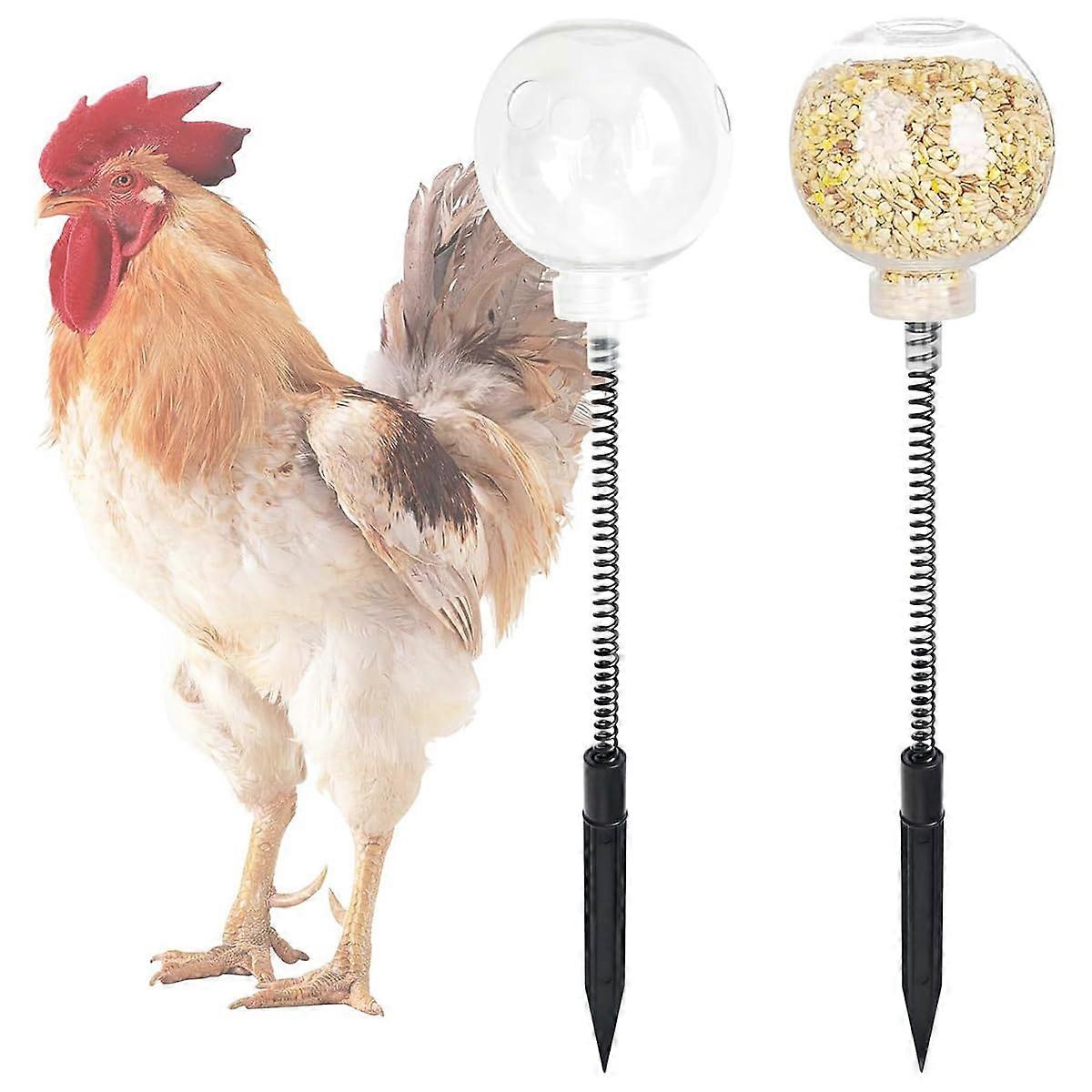 Automatic Chicken Feeder, Pack of 2 Feeder Chicken Toy, with Spring Chicken Slow Feeder Chicken Toy, Interactive Swing Pick Toy Ref: 8798